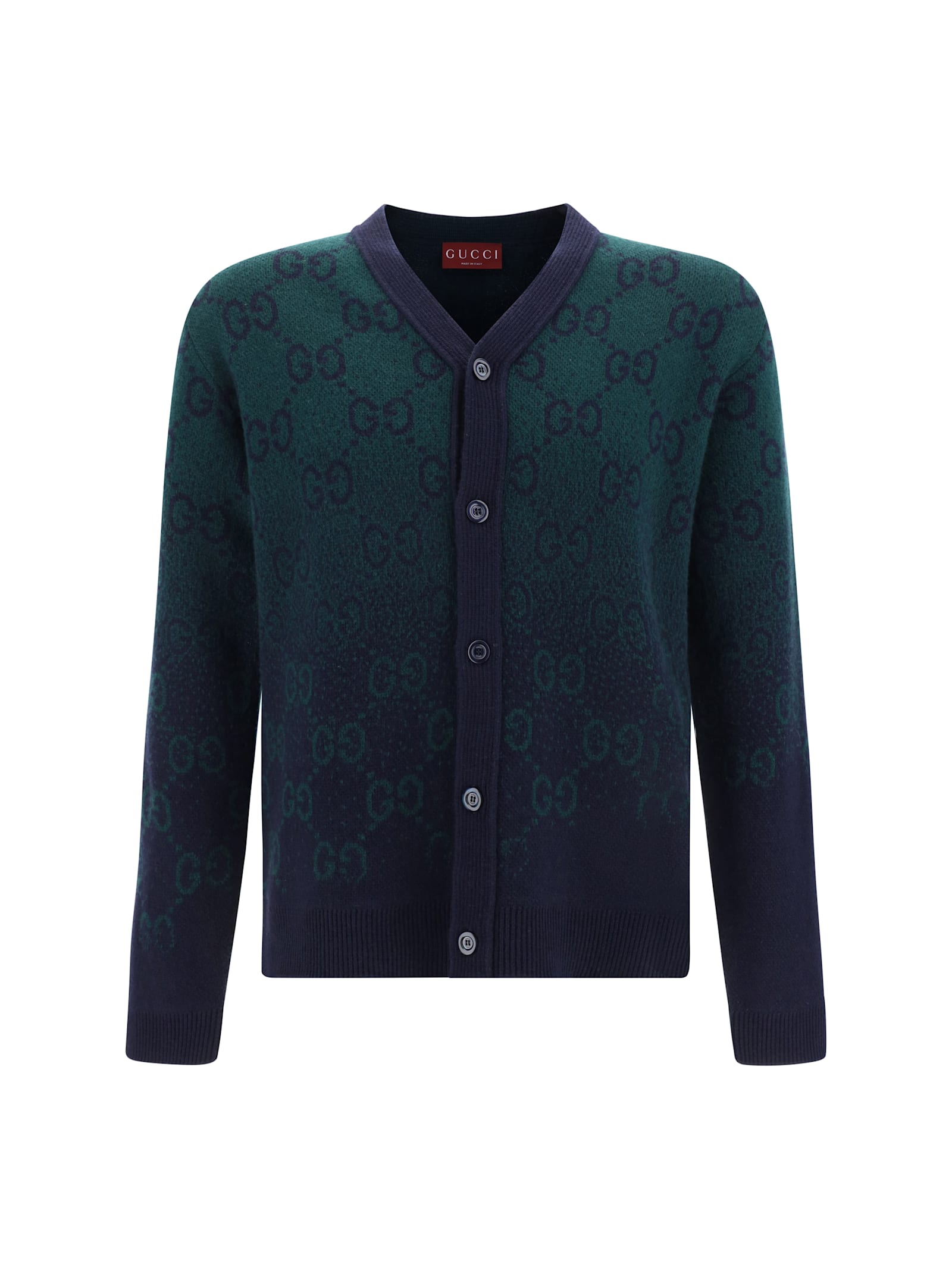 Shop Gucci Cardigan In Green/navy