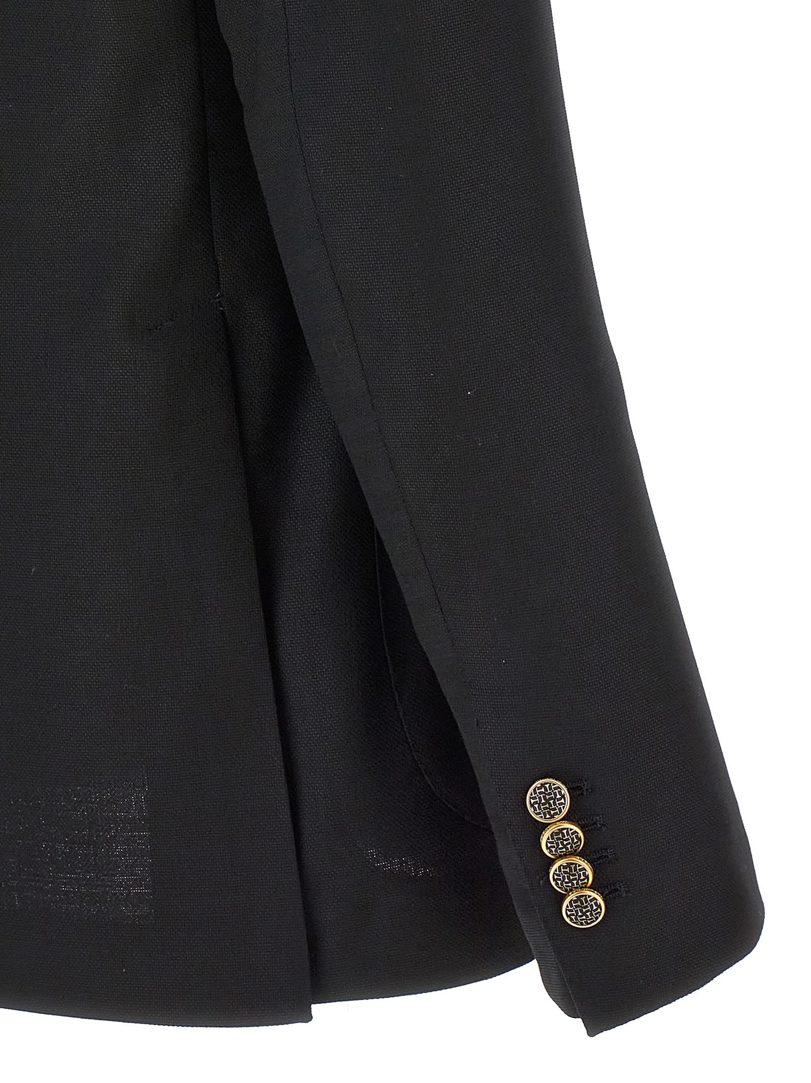 Tagliatore Blazer Doppiopetto In Lino Fiammato In Black