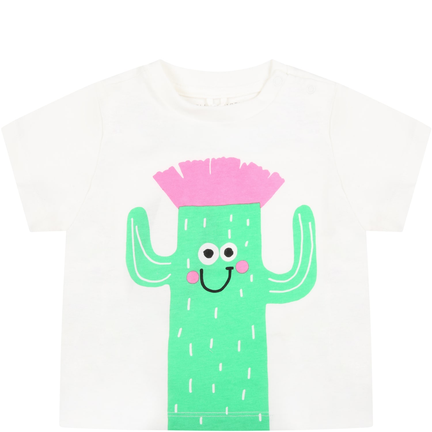 Stella McCartney Kids White T-shirt For Baby Kids With Cactus