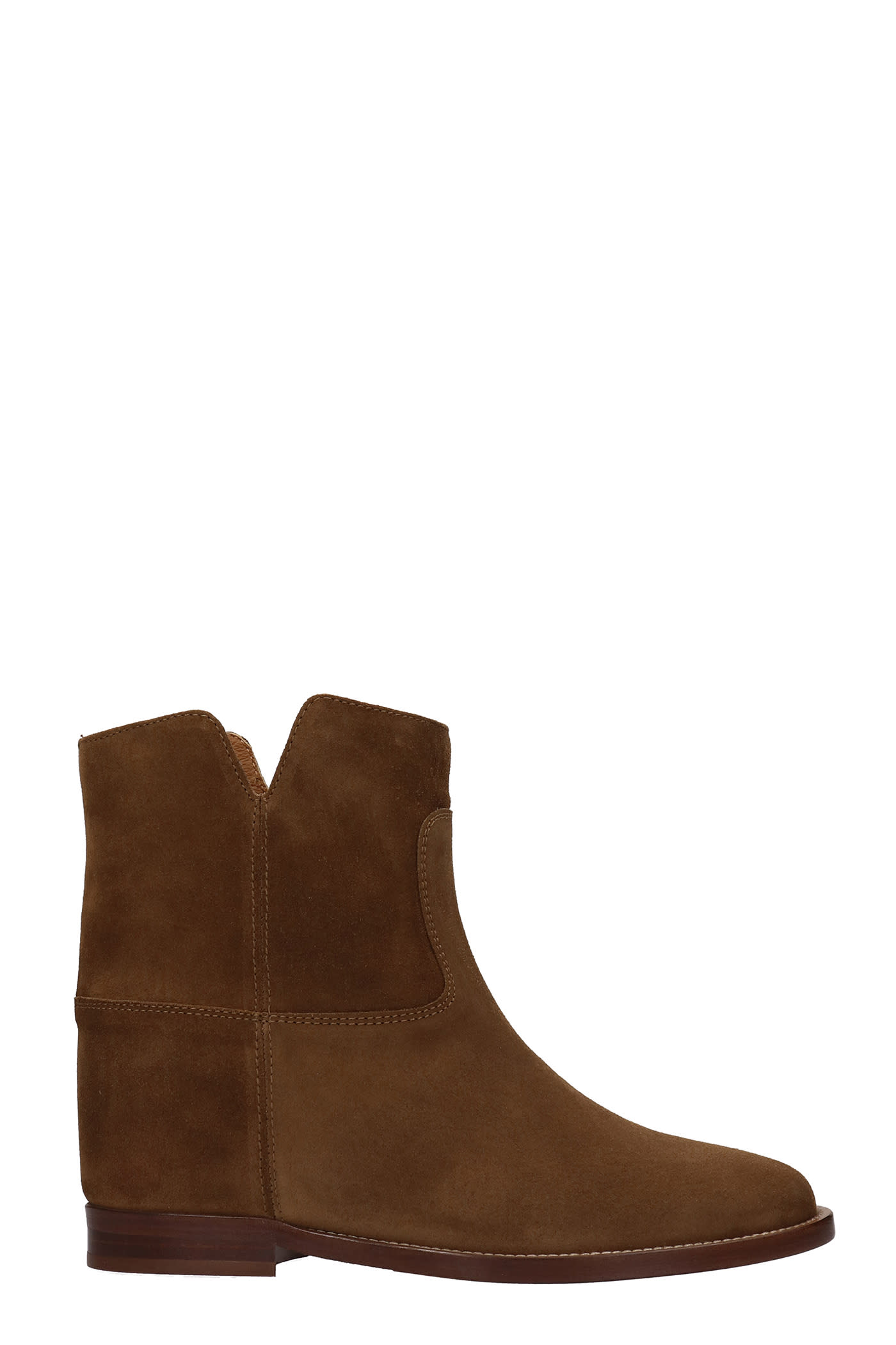 Via Roma 15 Ankle Boots Inside Wedge In Leather Color Suede