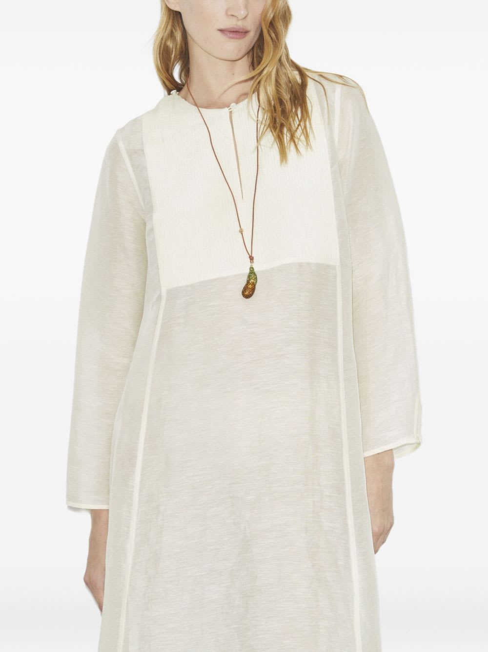 Tory Burch Linen And Silk Long Kaftan In White