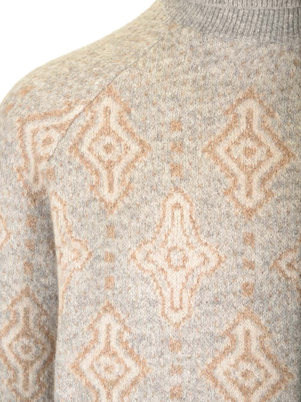 Shop Brunello Cucinelli Geometric Jacquard Turtleneck Sweater In Beige