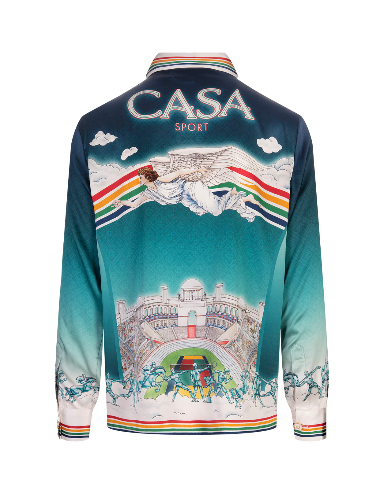 Shop Casablanca La Déesse Du Stade Silk Shirt In Multicolour