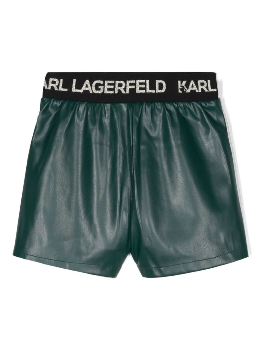 Shop Karl Lagerfeld Shorts With Decoration In Green