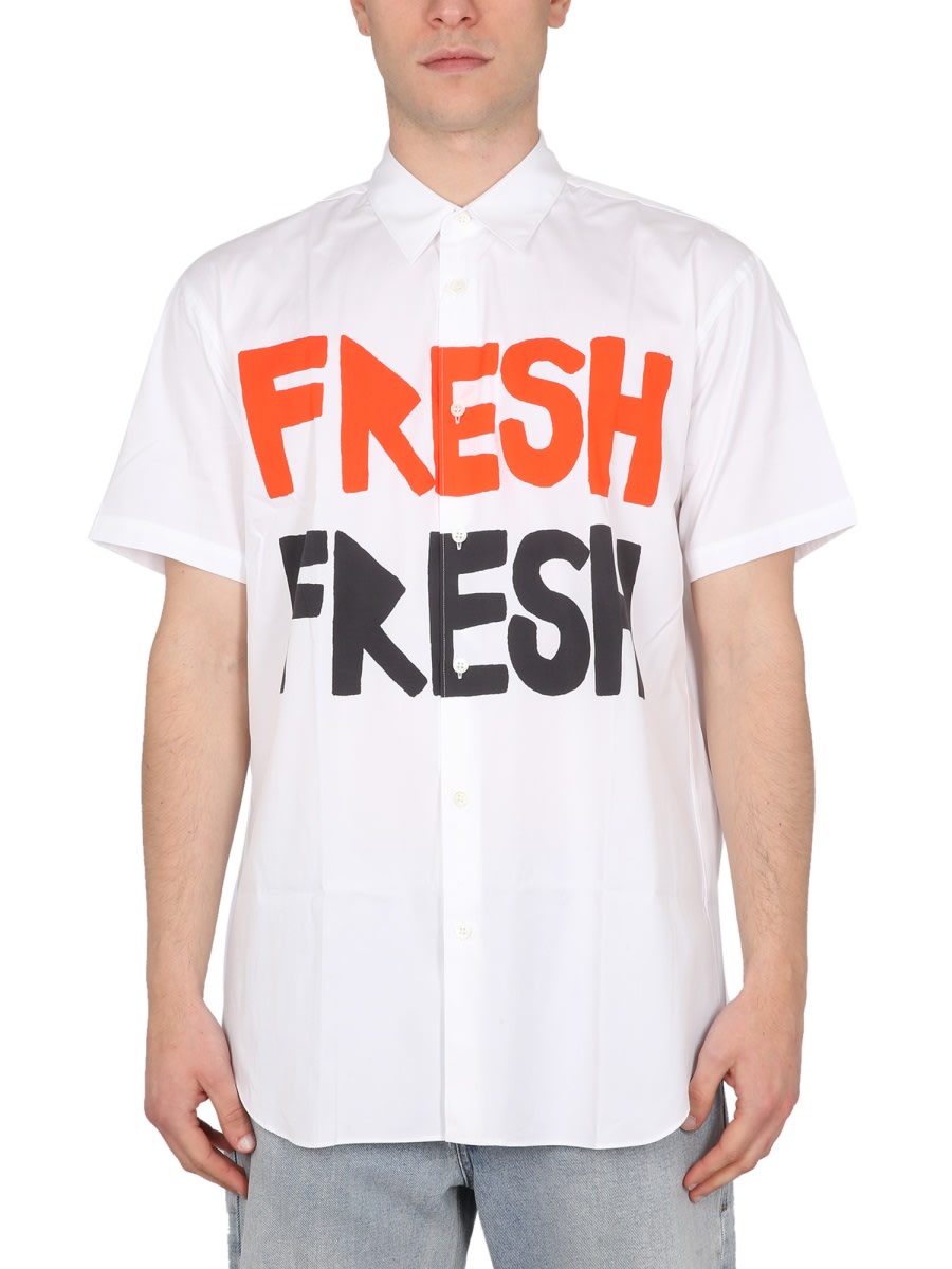 Comme Des Garçons Shirt X Brett Westfall Fresh Print Shirt In White