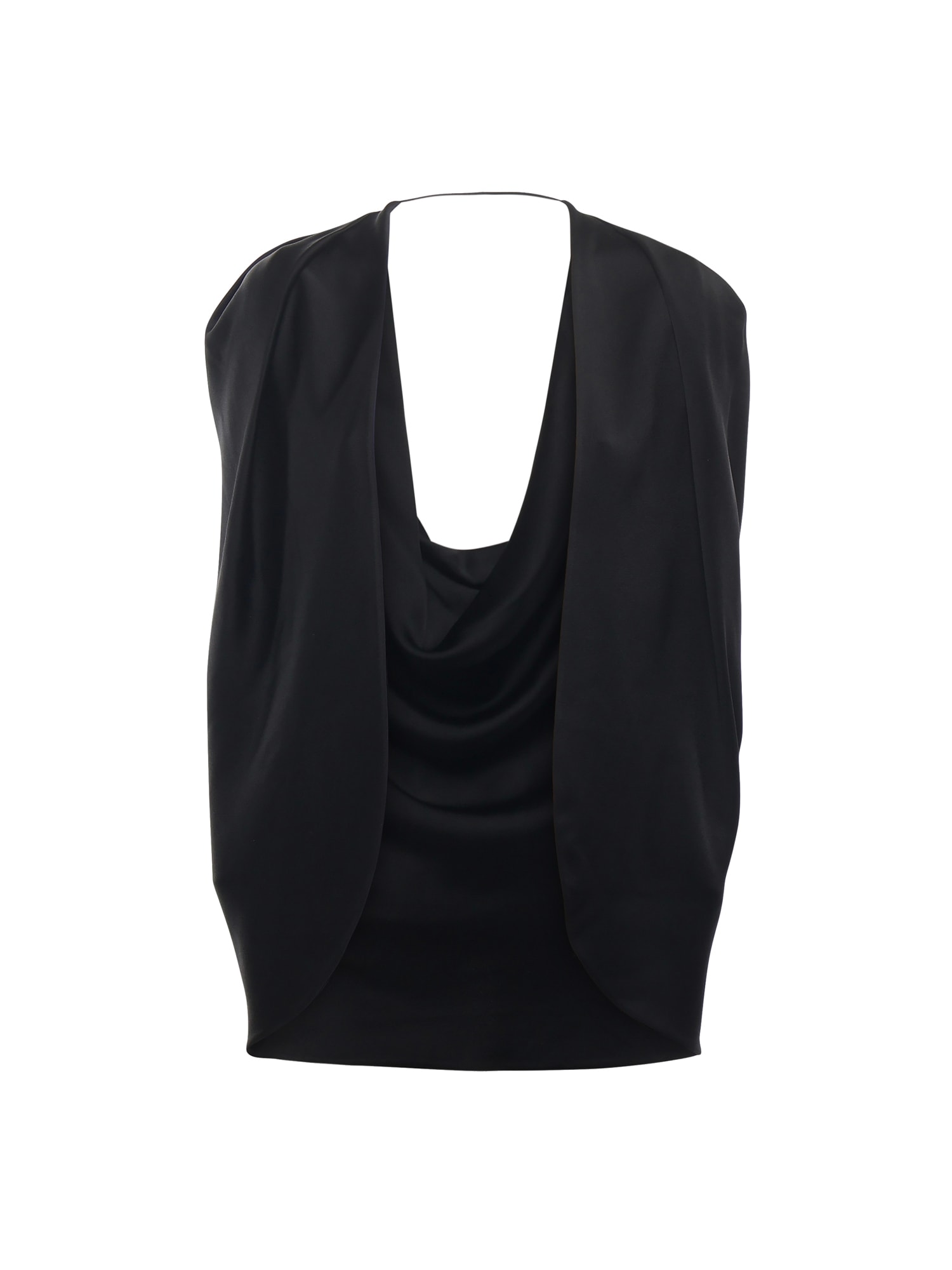 Genny Satin Cape With Drape In Black