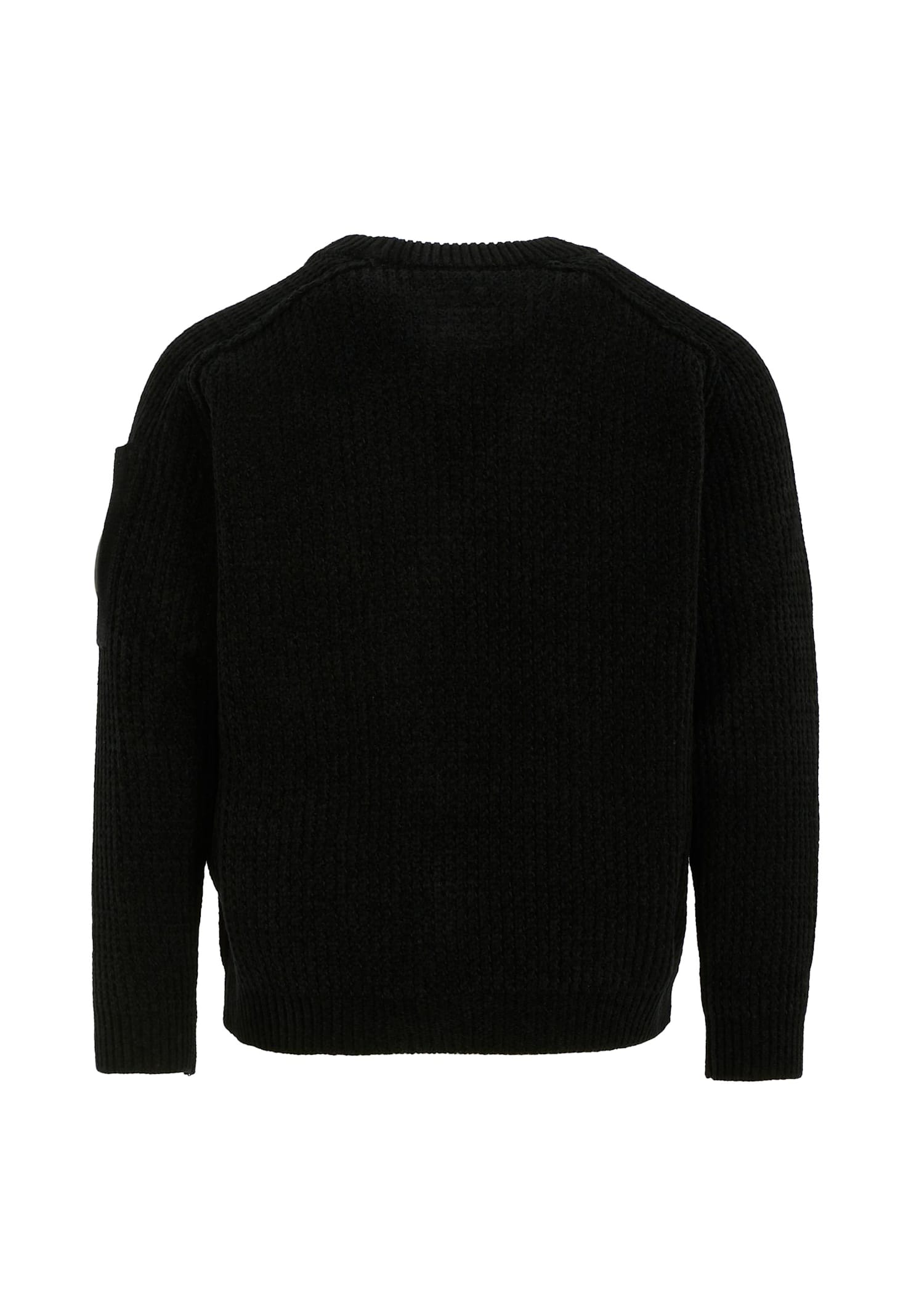 C.p. Company Undersixteen Black Sweater For Boy With Lens In Black