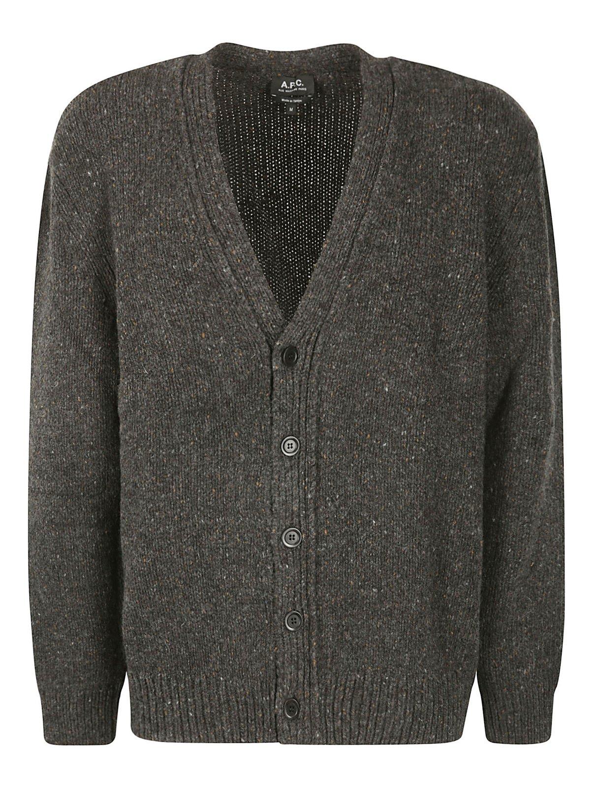 Apc Teophile Button-up Cardigan In Lad Anthracite