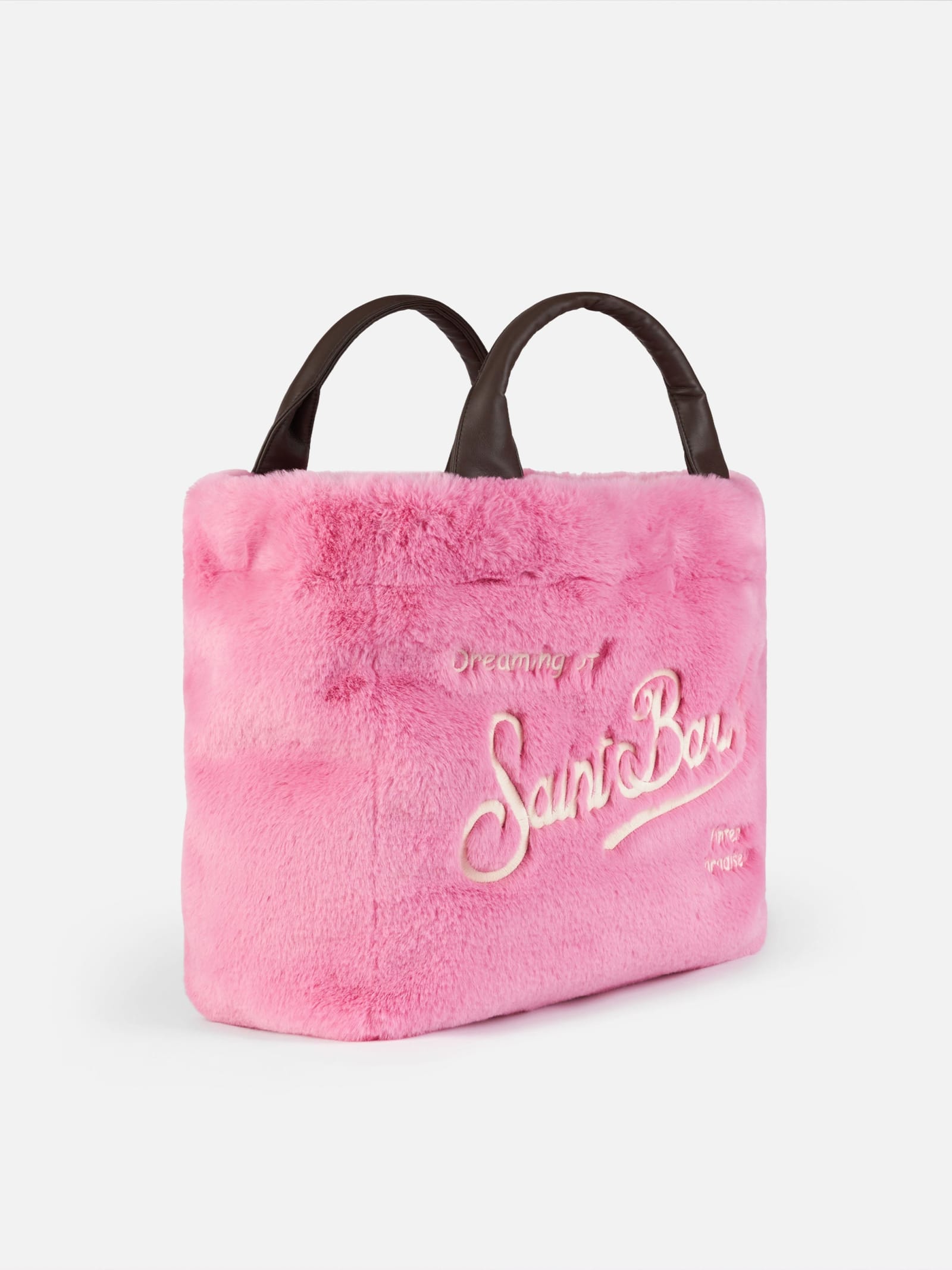 Mc2 Saint Barth Furry Soft Colette Fuchsia Handbag With Shoulder Strap In Pink