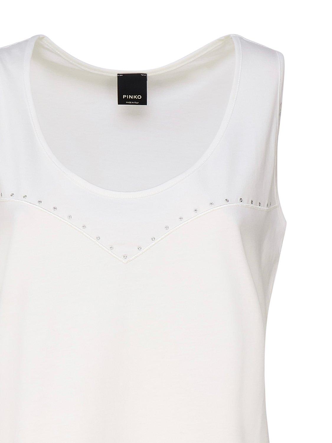 Shop Pinko Eyelet Detail Jersey T-shirt In Bianco-biancaneve