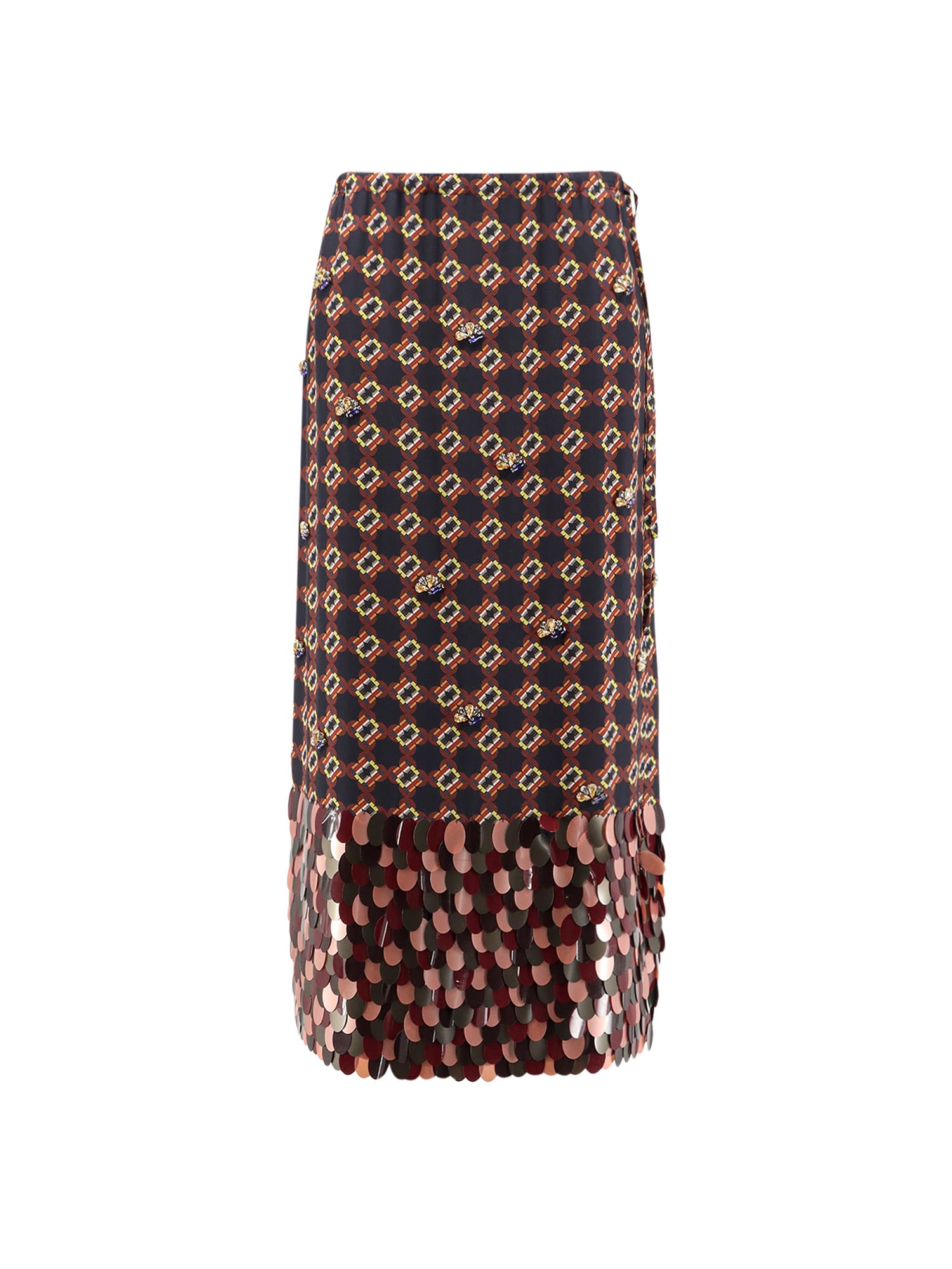 Dries Van Noten Silk Skirt With Sequins In Black
