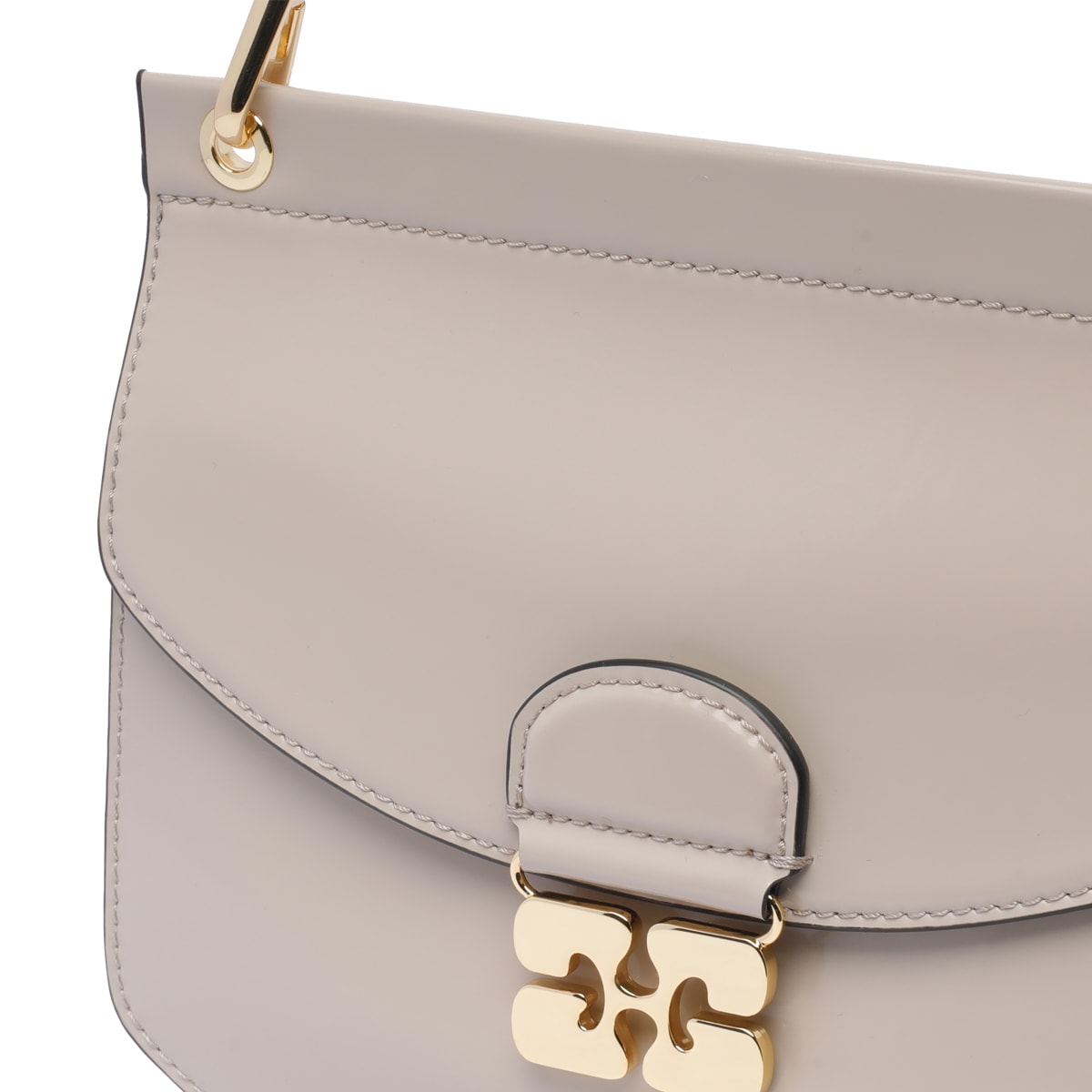 Shop Ganni Small Apo-g Crossbody Bag In Grey