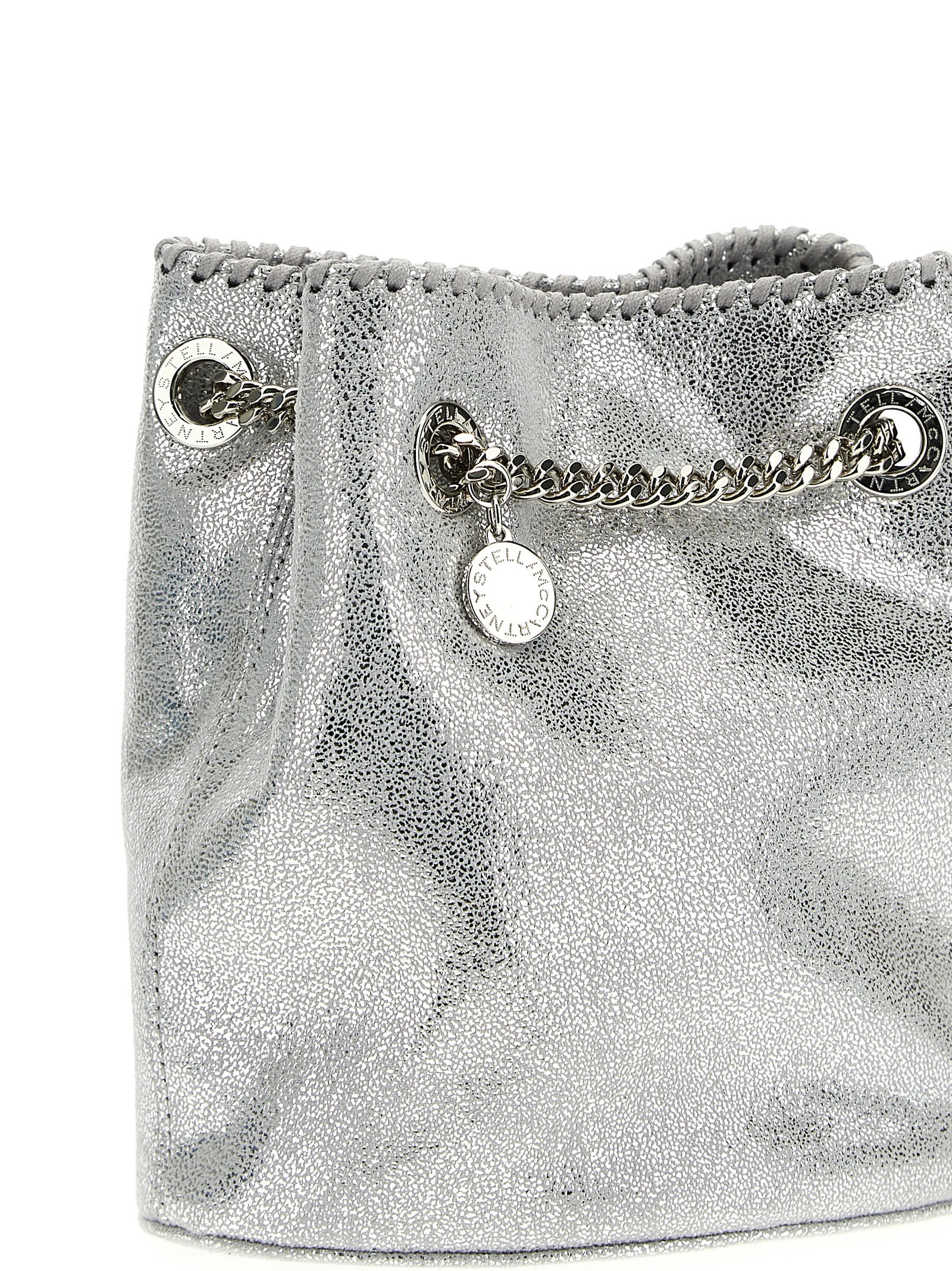 Shop Stella Mccartney Falabella Bucket Bag In Silver
