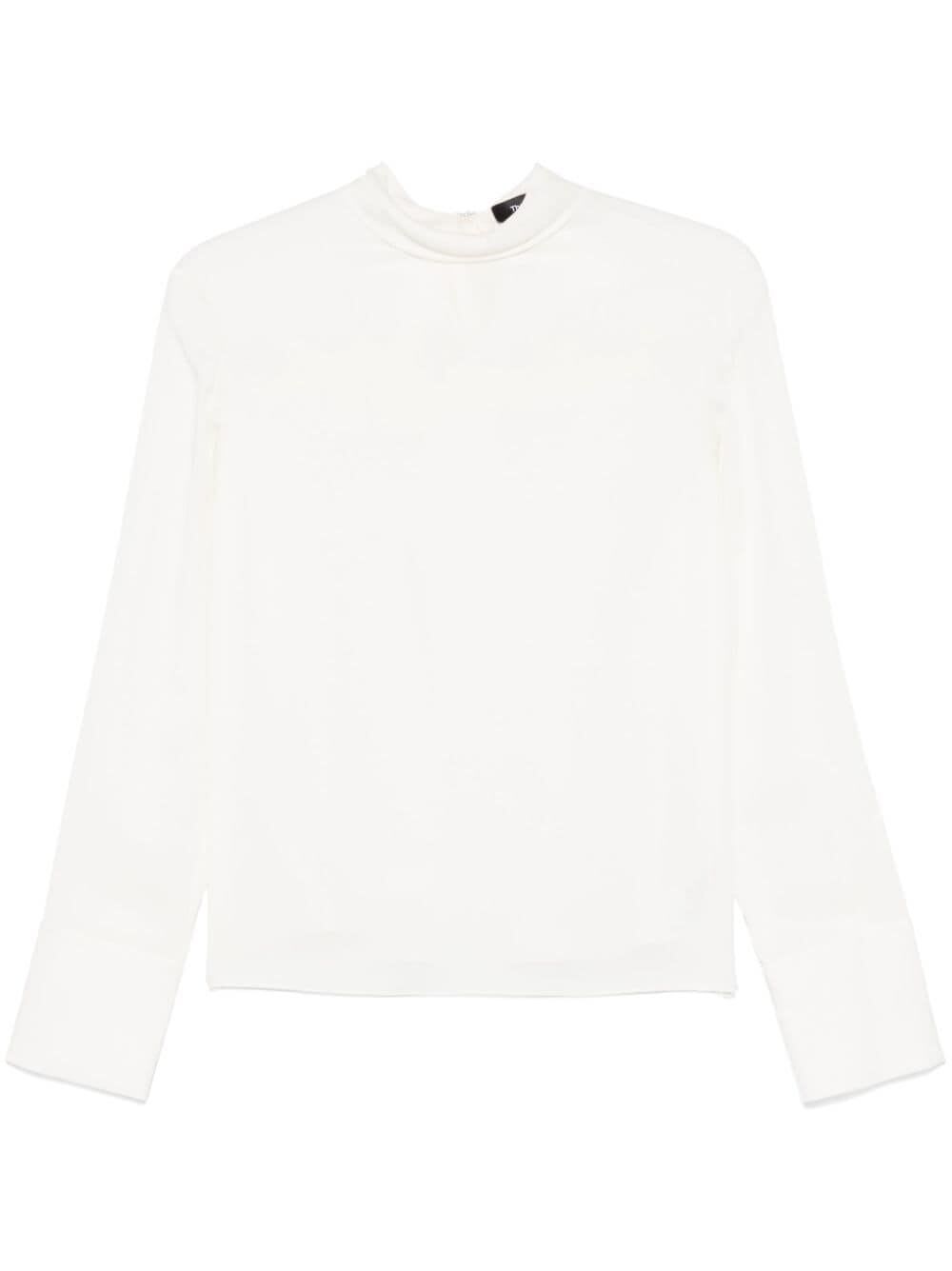 Shop Theory Wide Tie Turtleneck Shirt In Ivory