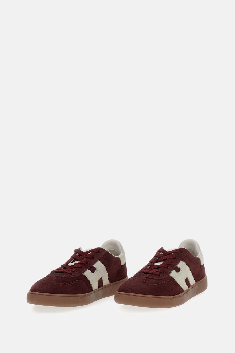 Hogan Stylish Leather Sneakers Suede Finish In Burgundy