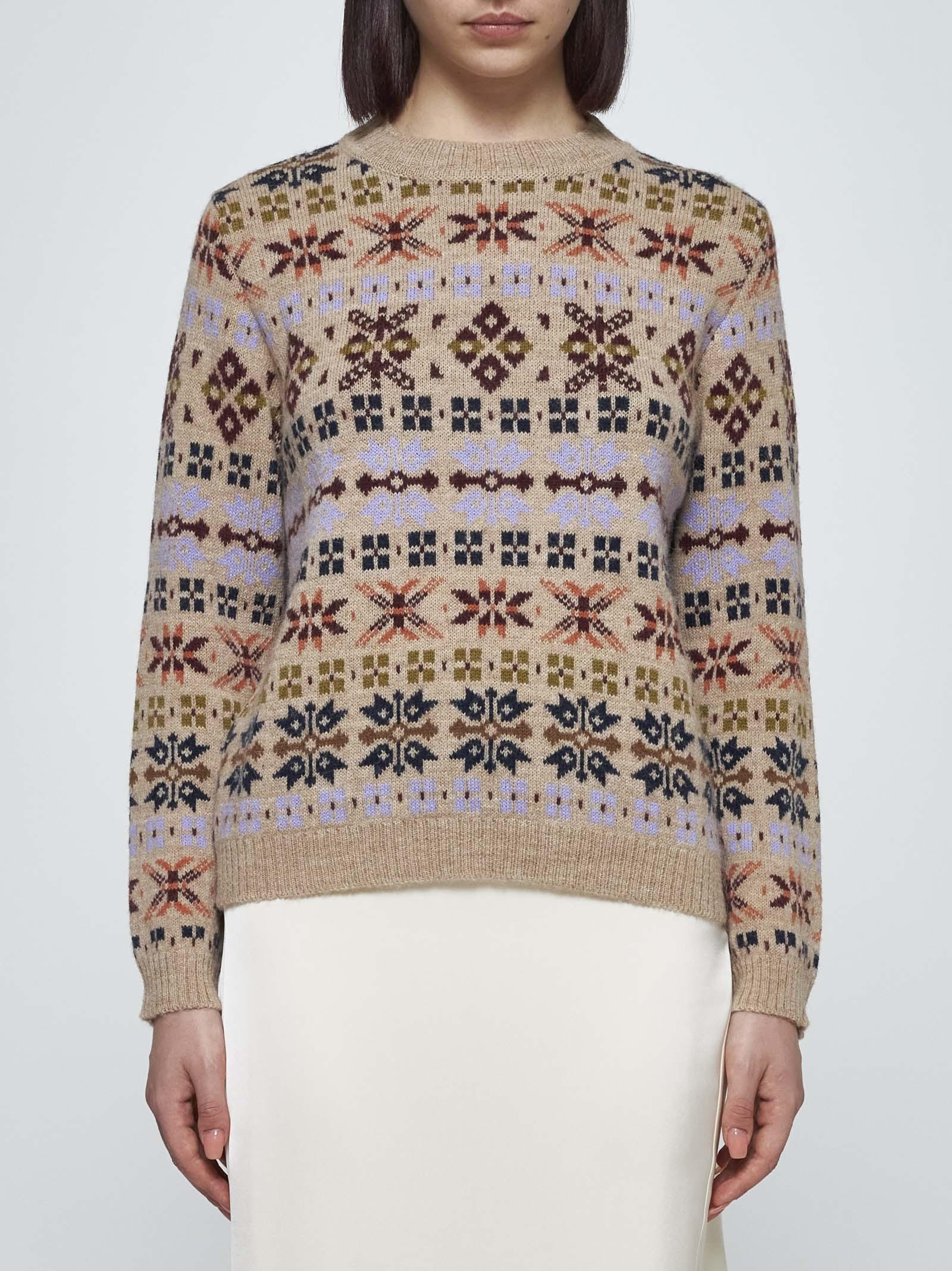 Shop Weekend Max Mara Paride Alpaca And Wool Jacquard Sweater