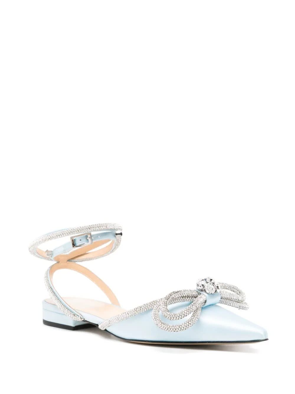 Shop Mach &amp; Mach Light Blue Patent Double Bow Ballerinas In Clear Blue