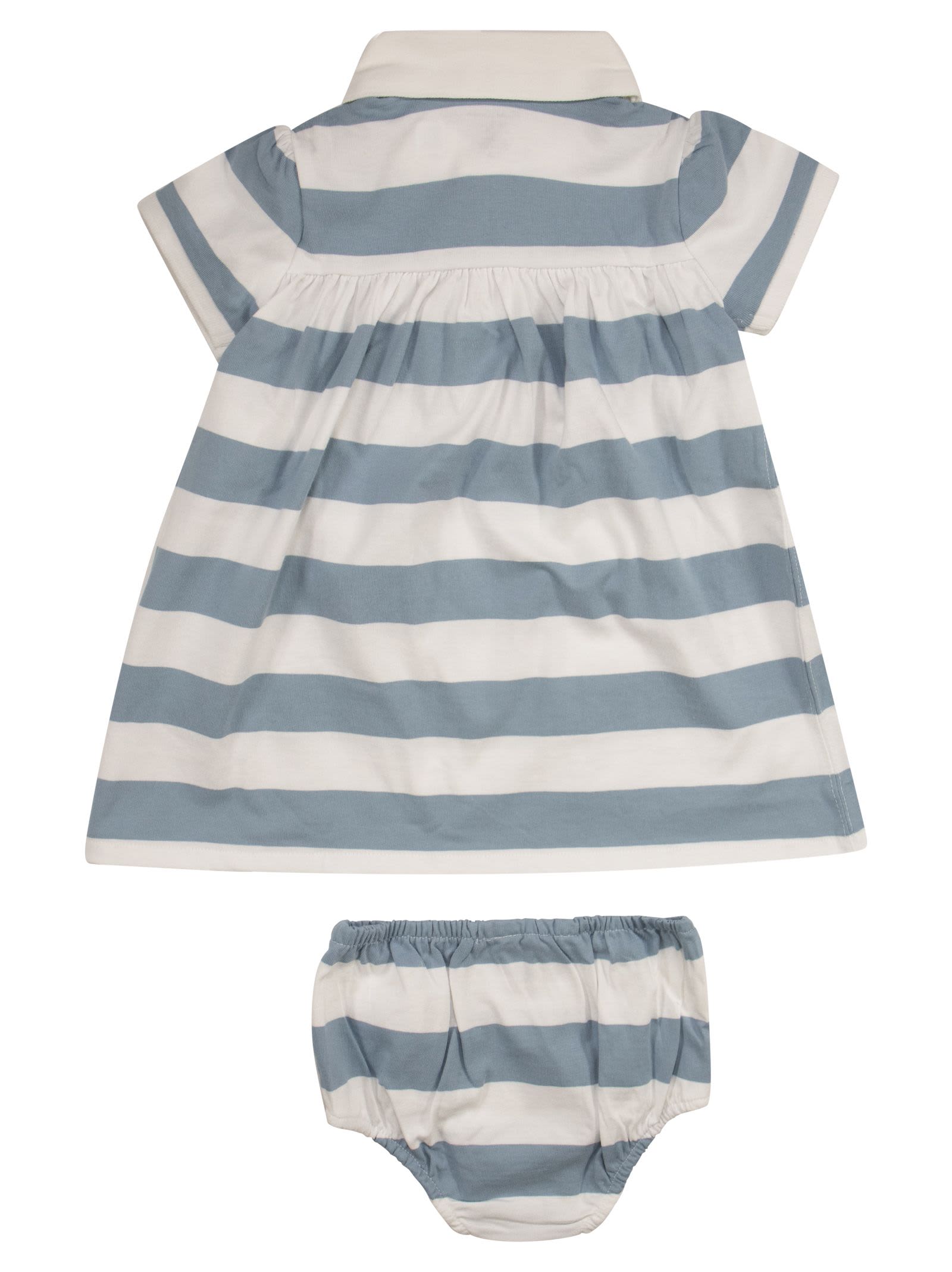 Shop Polo Ralph Lauren Striped Jersey Rugby Dress With Culottes In Blue/white