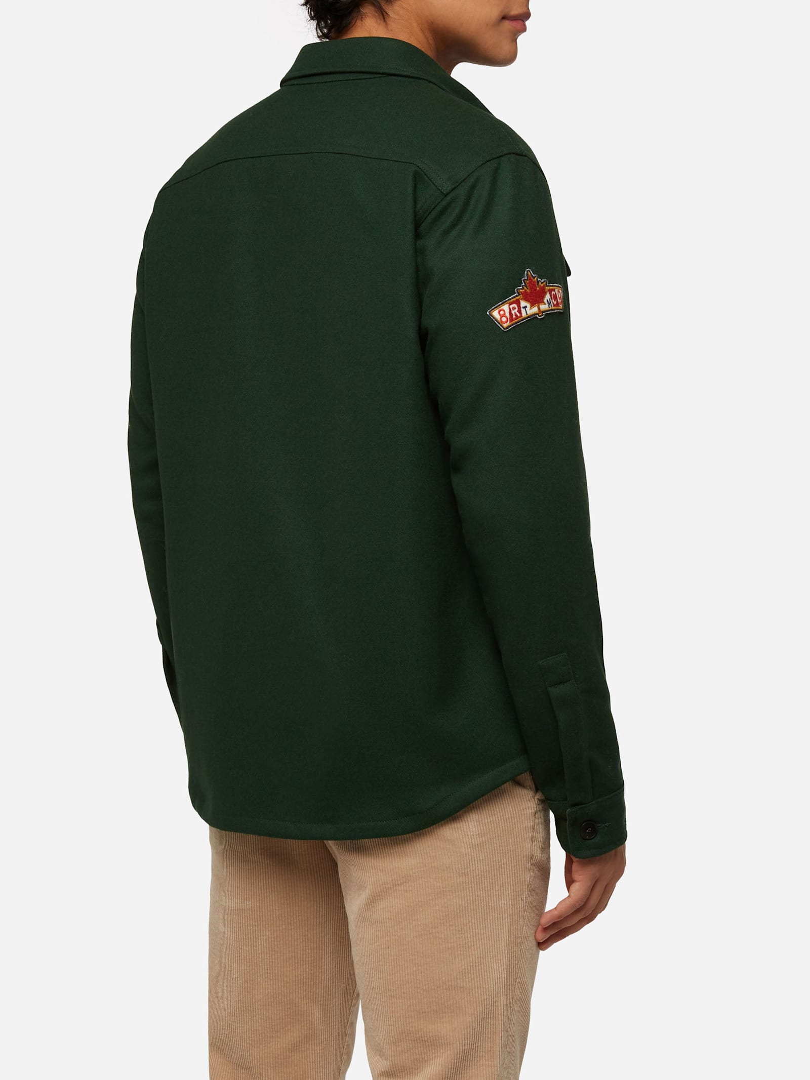 Mc2 Saint Barth Wooly Green Overshirt Burton With Pockets And Patches In Green
