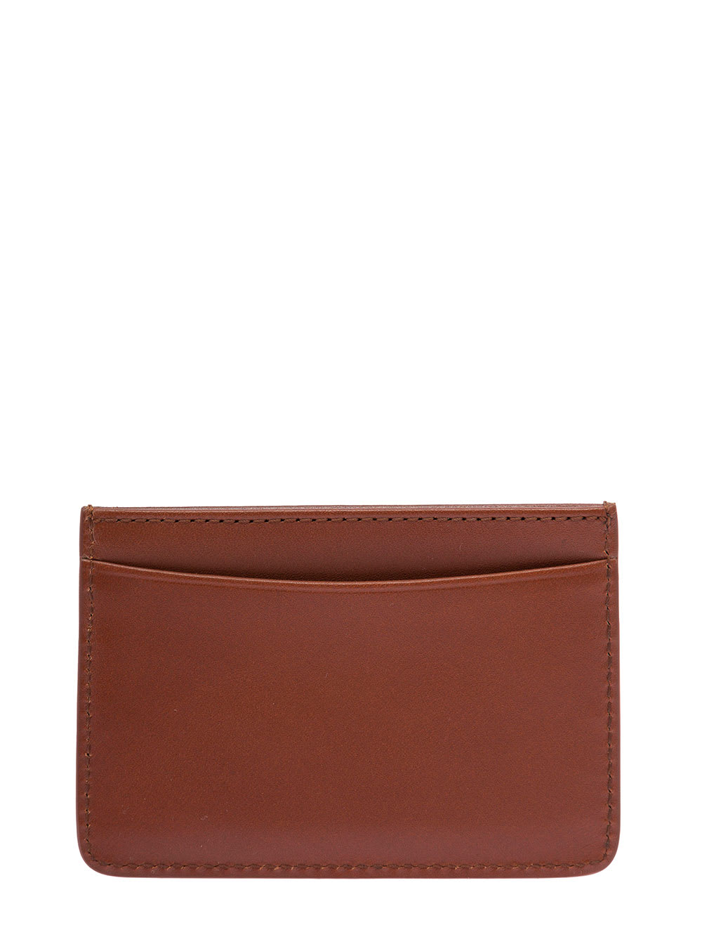Shop Apc Brown Card-holder With Logo Print In Leather Man
