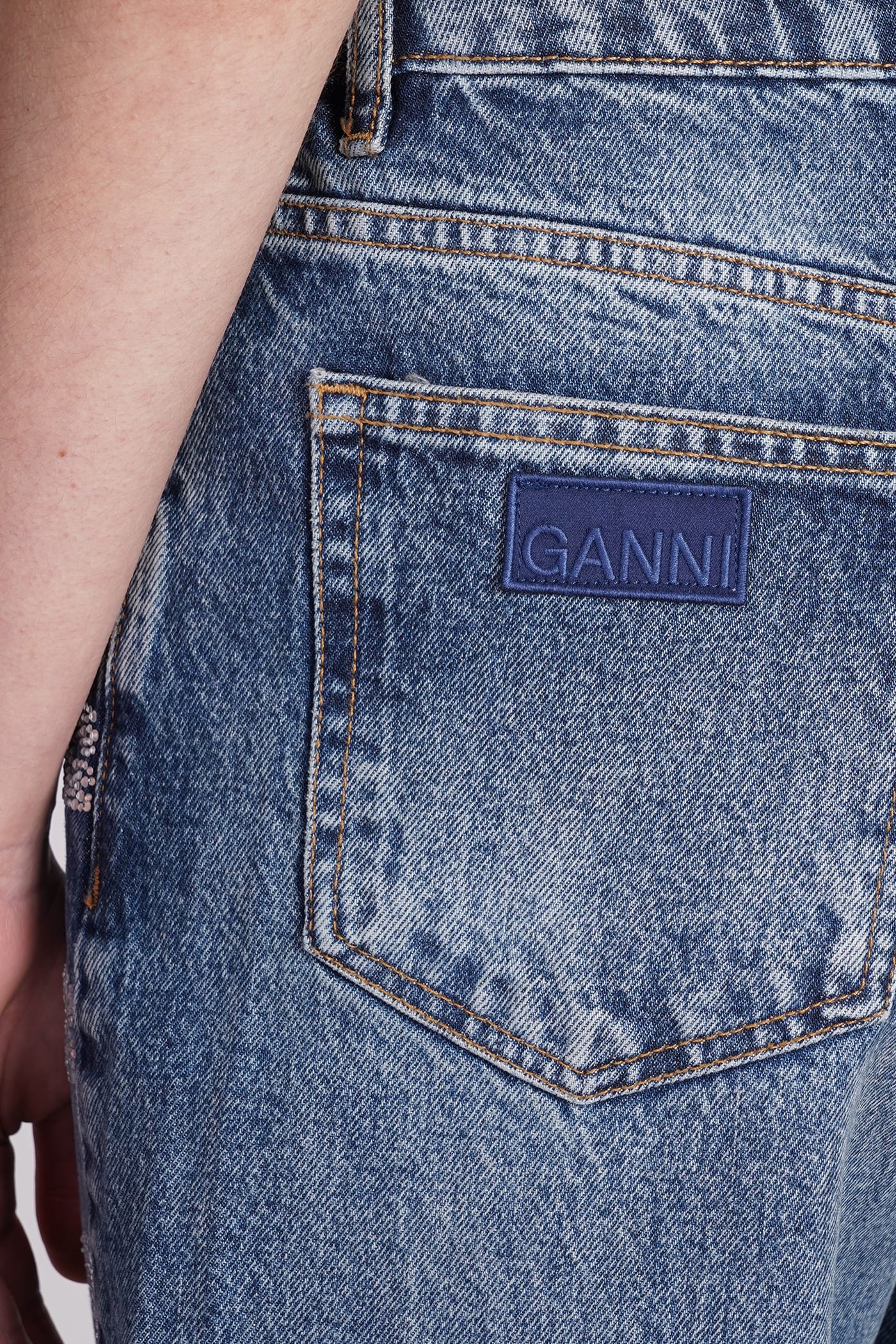 Shop Ganni Jeans In Blue Cotton In Blu Denim