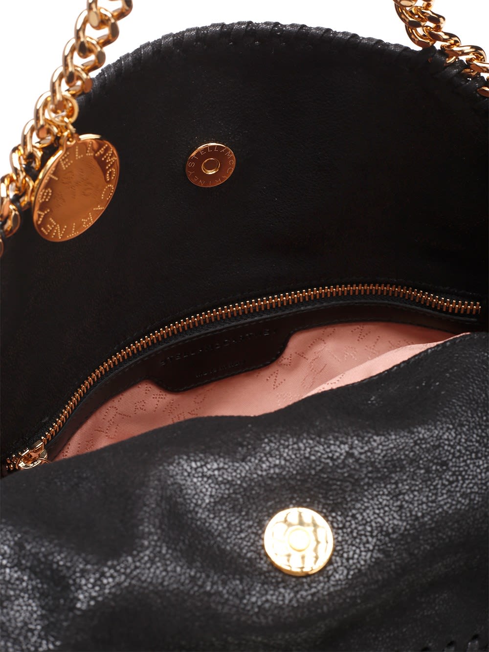 Shop Stella Mccartney Black And Gold Falabella Tote Bag