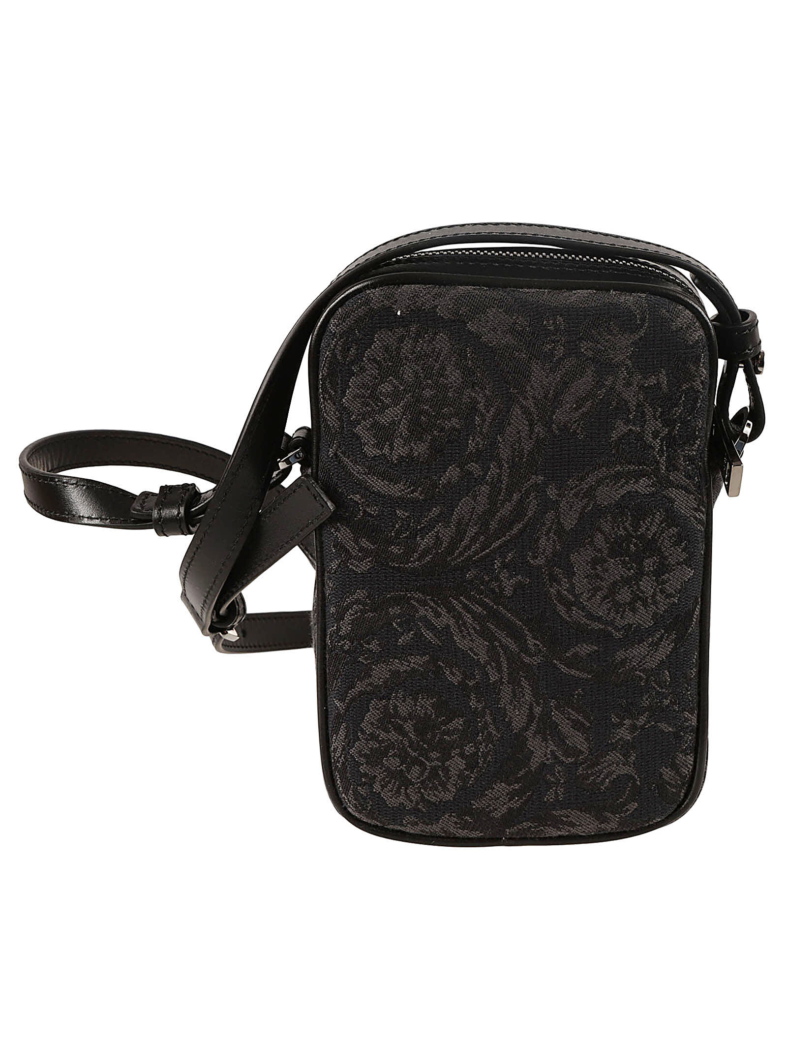 Shop Versace Jacquard Shoulder Bag In Black