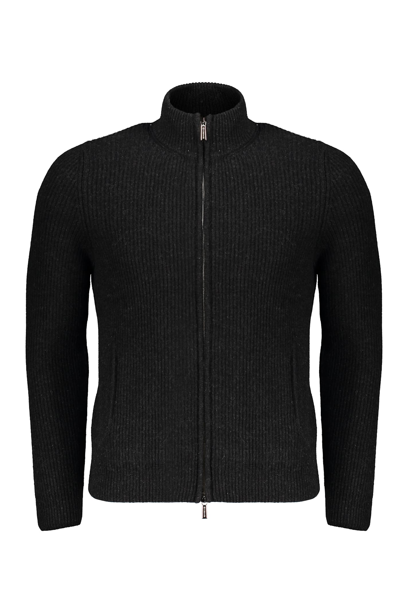 Moorer Ares-cah Zip-up Turtleneck Cardigan In Black
