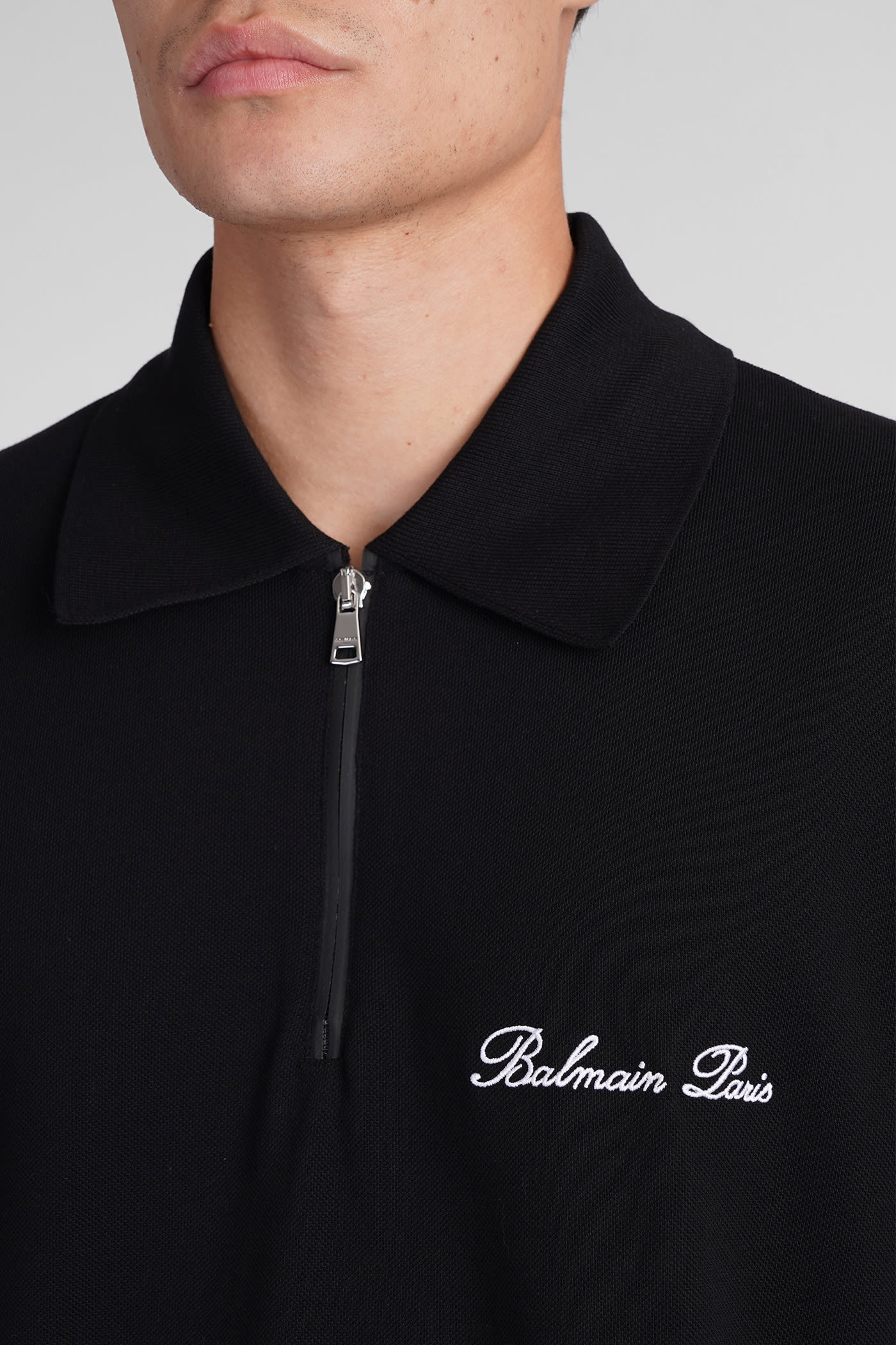 Shop Balmain Polo In Black Cotton