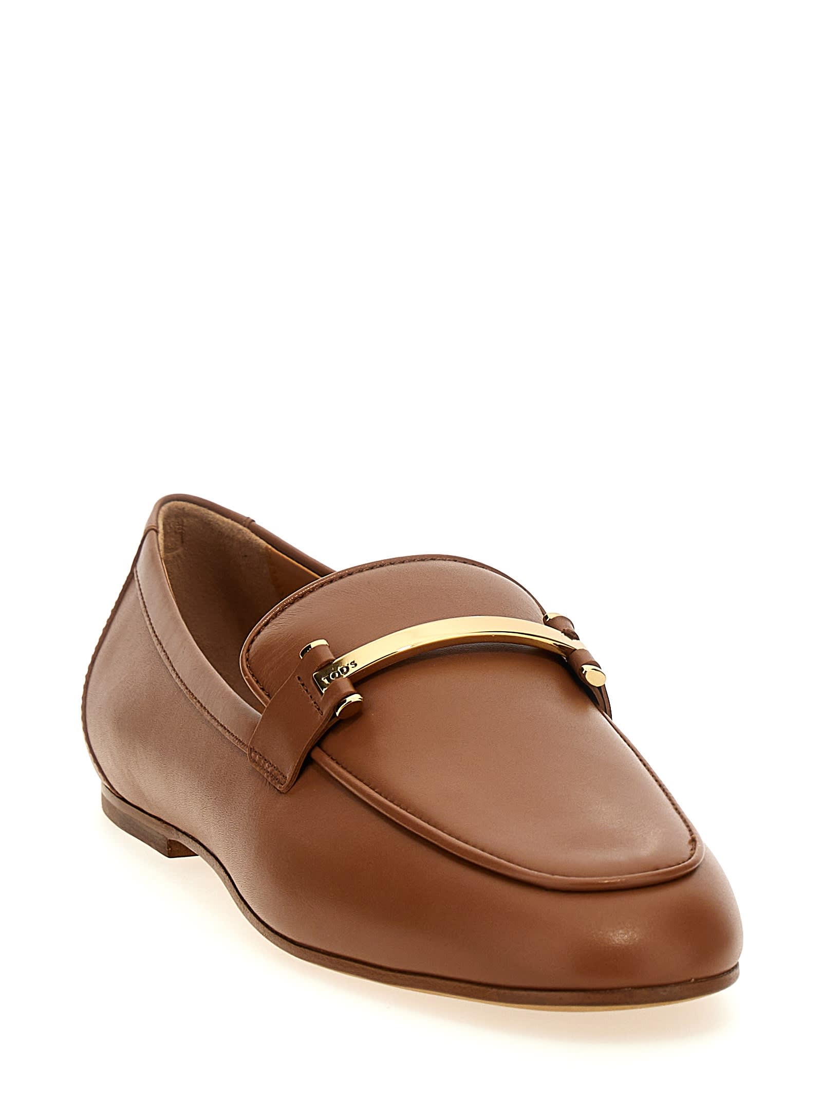 Shop Tod's Horsebit Loafers In Brown