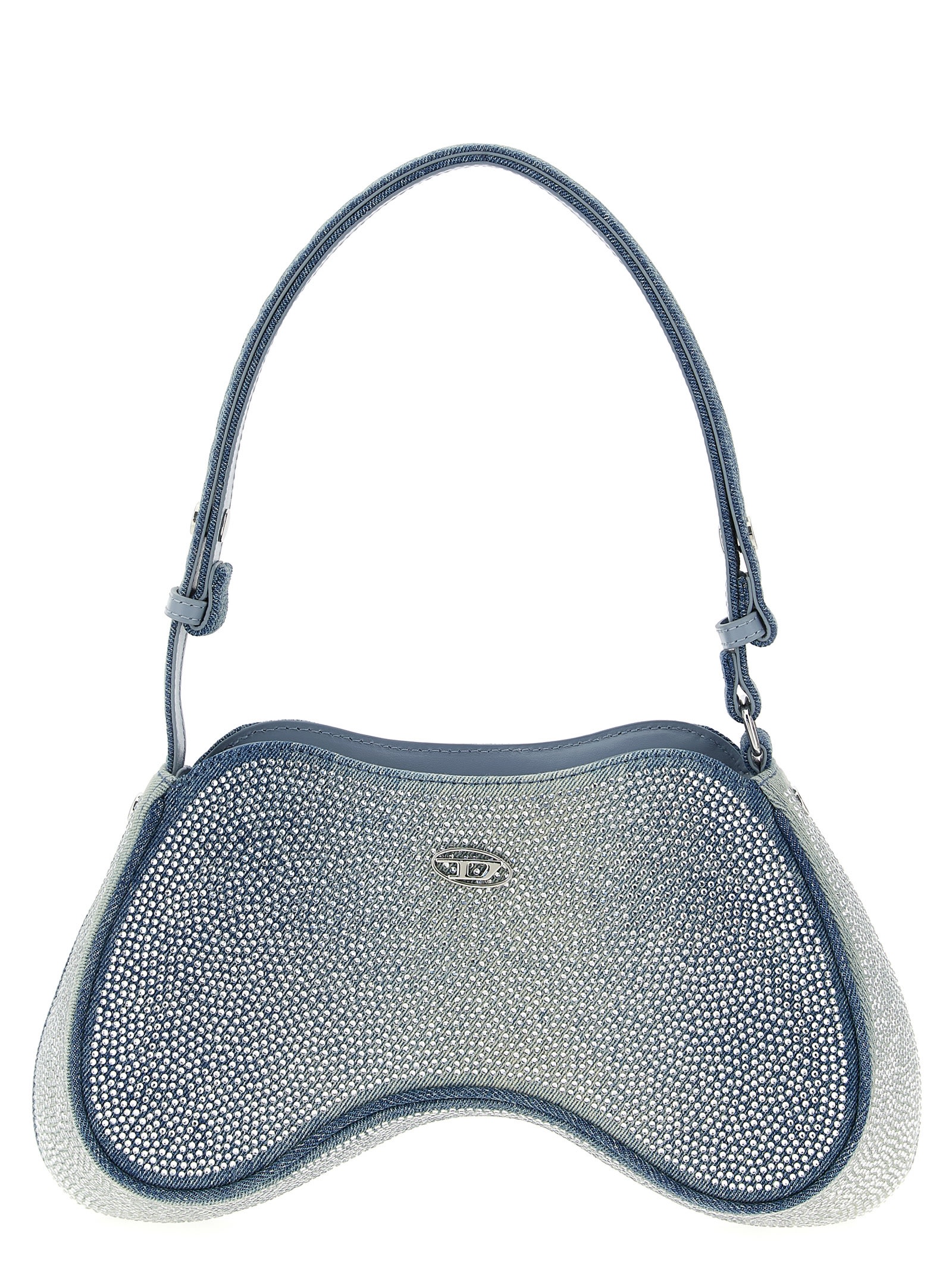 Diesel Rhinestone-embellished Shoulder Bag In Blue