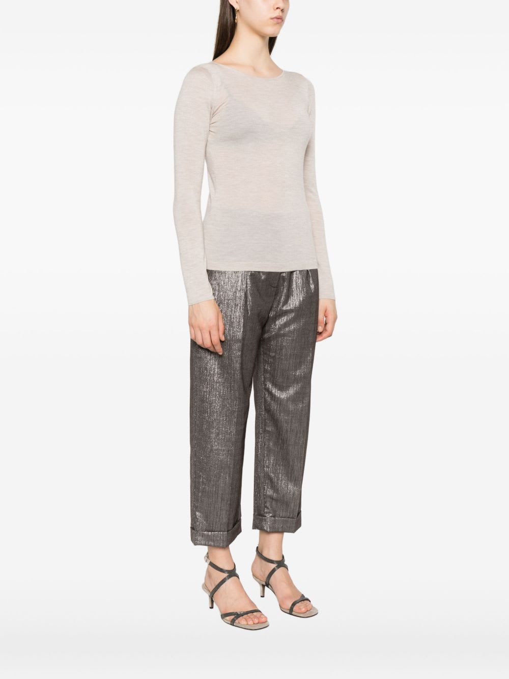 Brunello Cucinelli Boat-neck Cashmere-silk Lightweight Sweater In Neutral