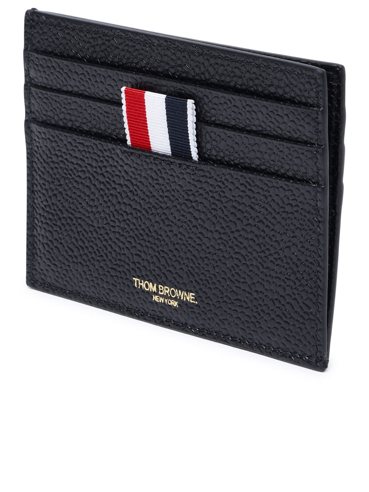 Thom Browne Black Leather Card Holder In Black