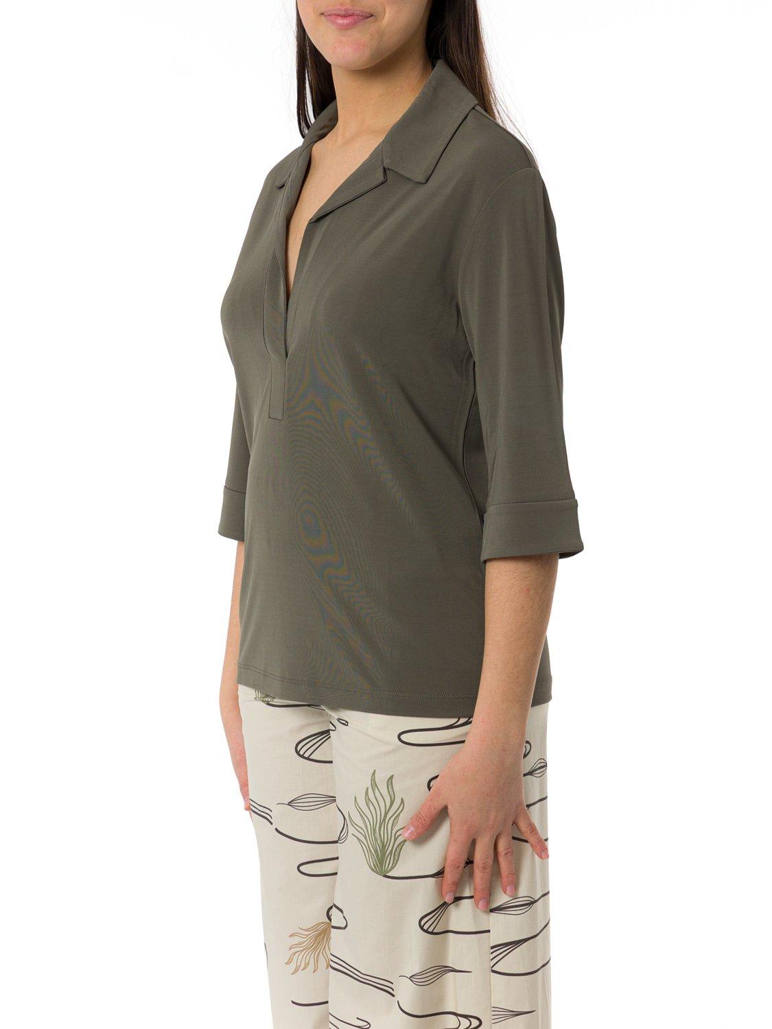 Max Mara V-neck Three-quarter-sleeved Blouse In Green