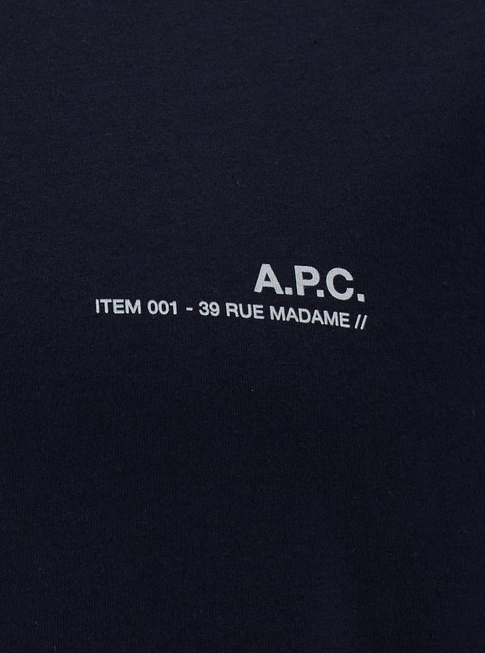 Shop Apc Blue Crewneck T-shirt With Contrasting Print In Cotton Man