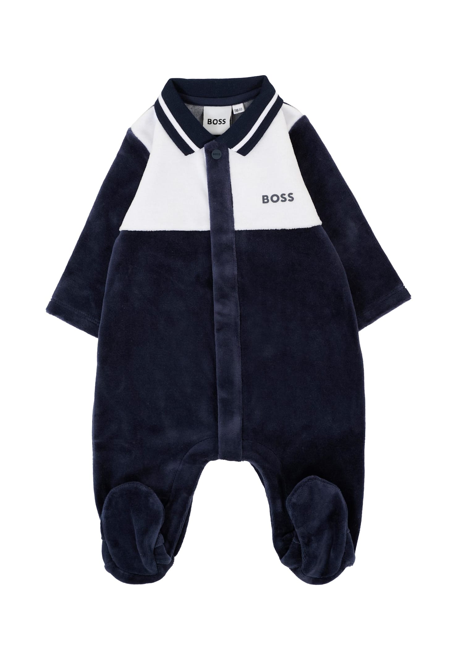 Hugo Boss Blue Babygrow For Baby Boy With Logo In Blue