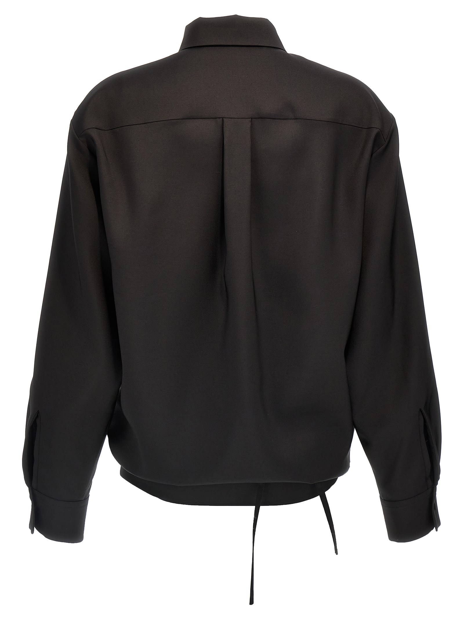 Shop Valentino Techno Light Wool Shirt In Black