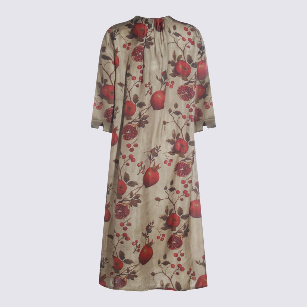 Uma Wang Red And Green Viscose Agina Dress In Gold