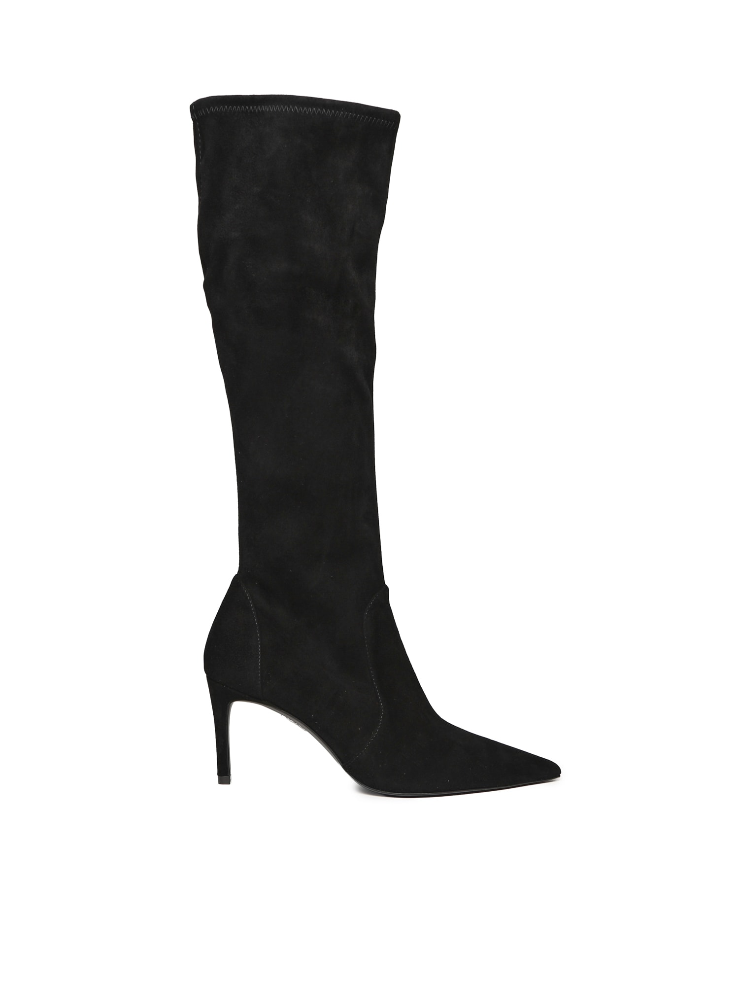 Stuart Weitzman 80mm Pointed-toe Stretch-knit Boots In Black