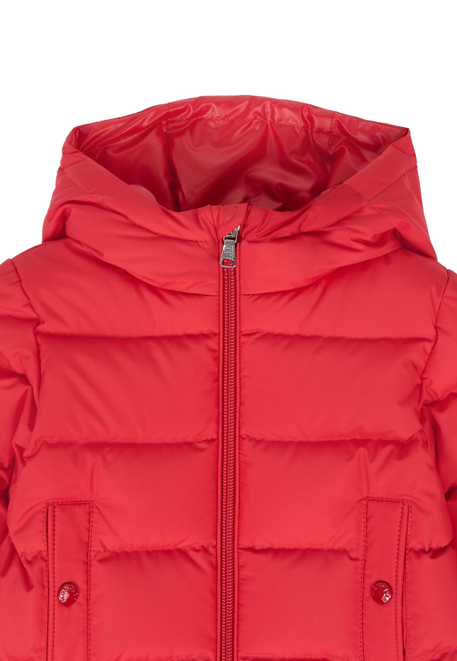 Moncler Red Taidu Down Jacket For Baby Boy With Logo In Red