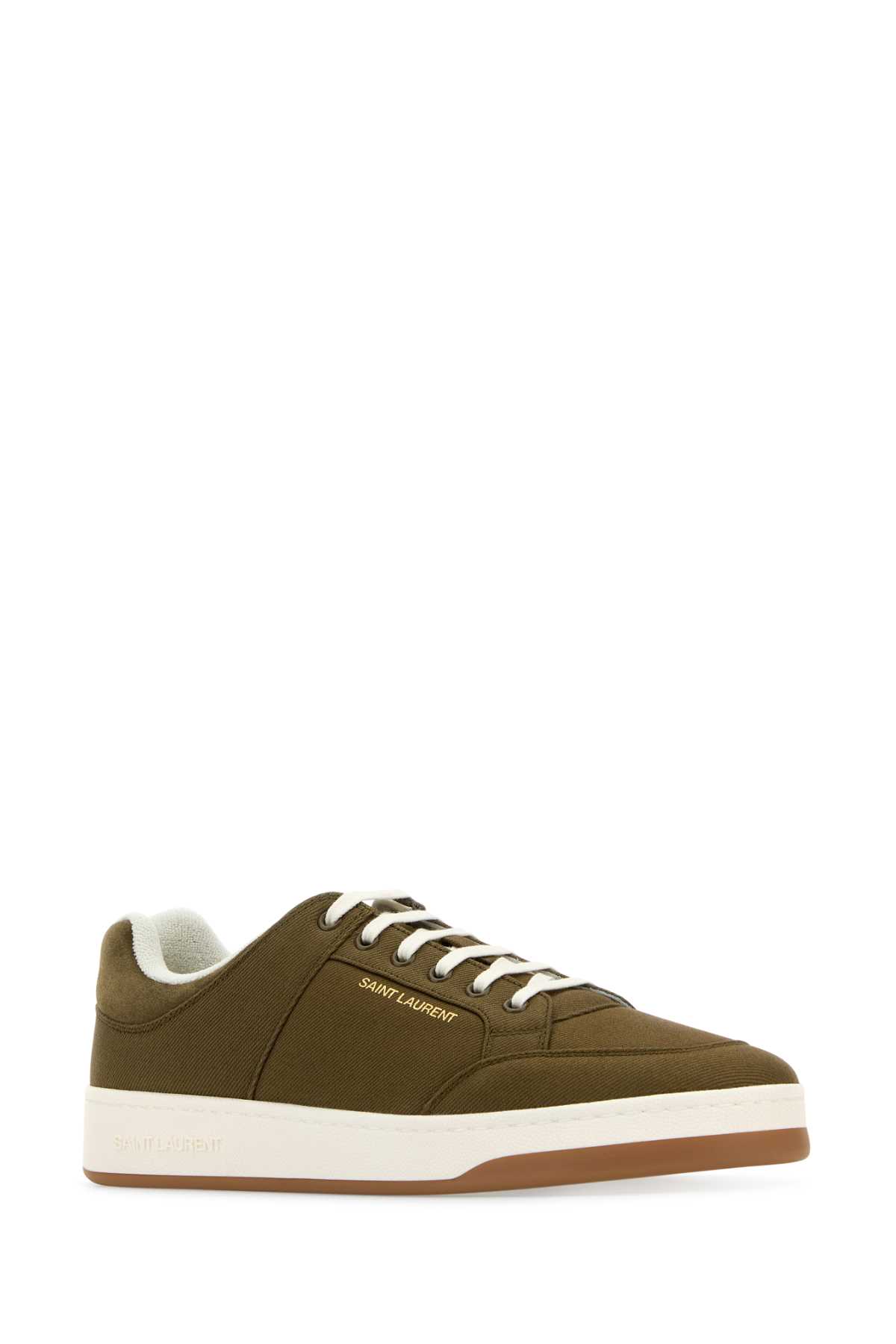 Shop Saint Laurent Army Green Gabardine Sl/61 Sneakers In Cactusmilitarygree