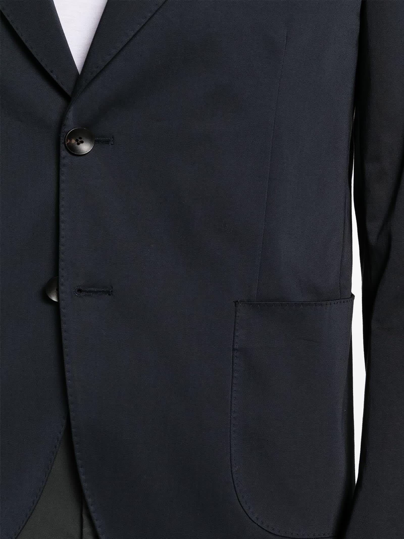 Shop Lardini Navy Blue Stretch-cotton Single-breasted Blazer