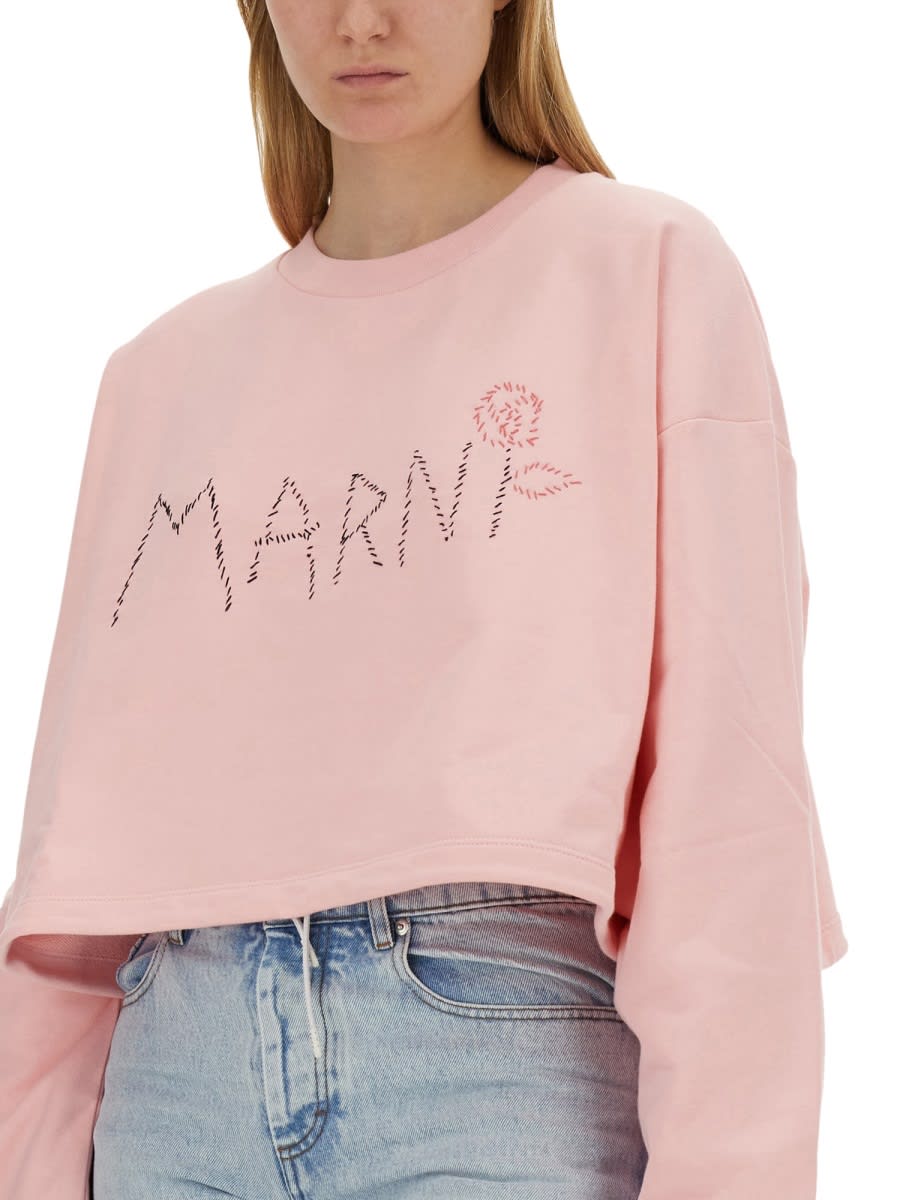 Shop Marni Sweatshirt With Logo In Pink