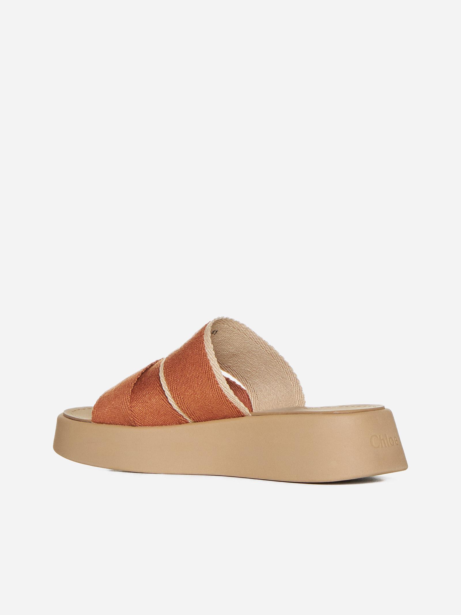 Shop Chloé Mila Fabric Sandals In Leather Brown