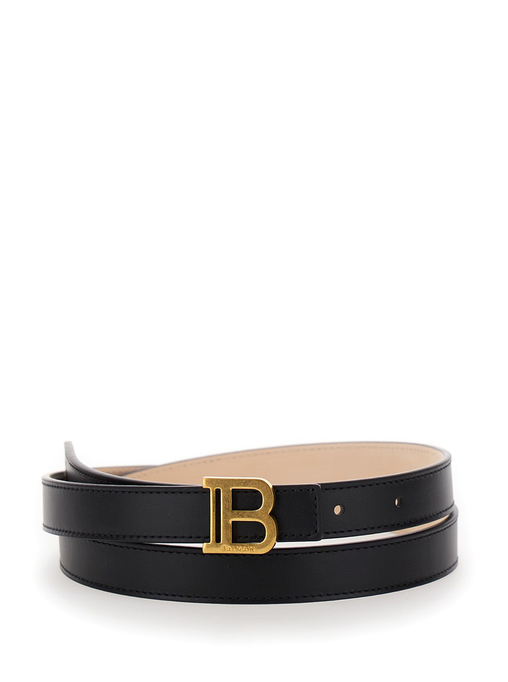 Balmain B Belt Black Belt With B Buckle In Leather Woman