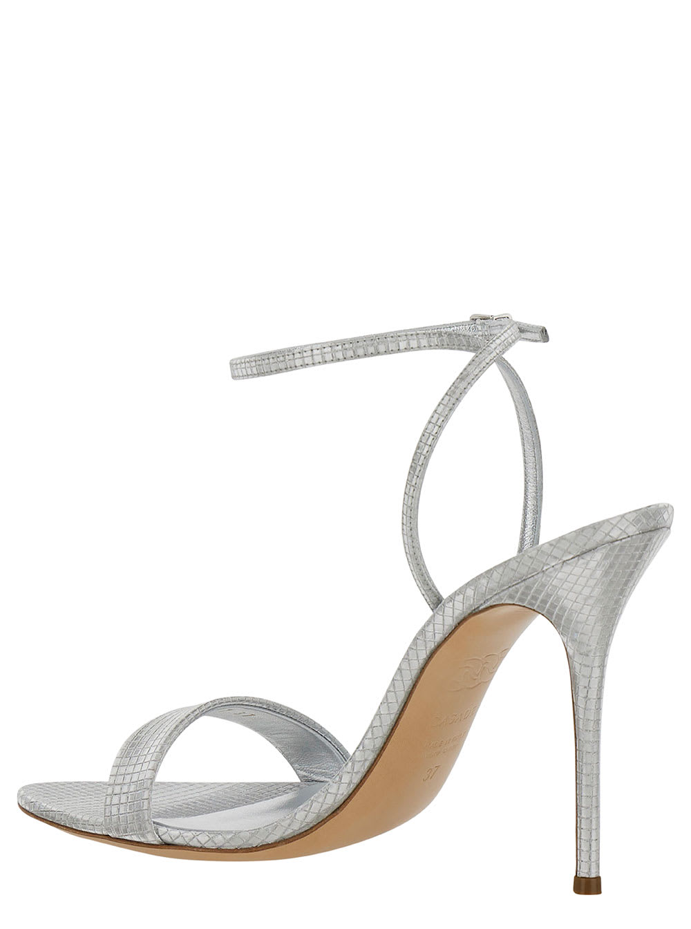 Shop Casadei Diadema Silver Sandals With Blade Heel In Metallic Fabric Woman