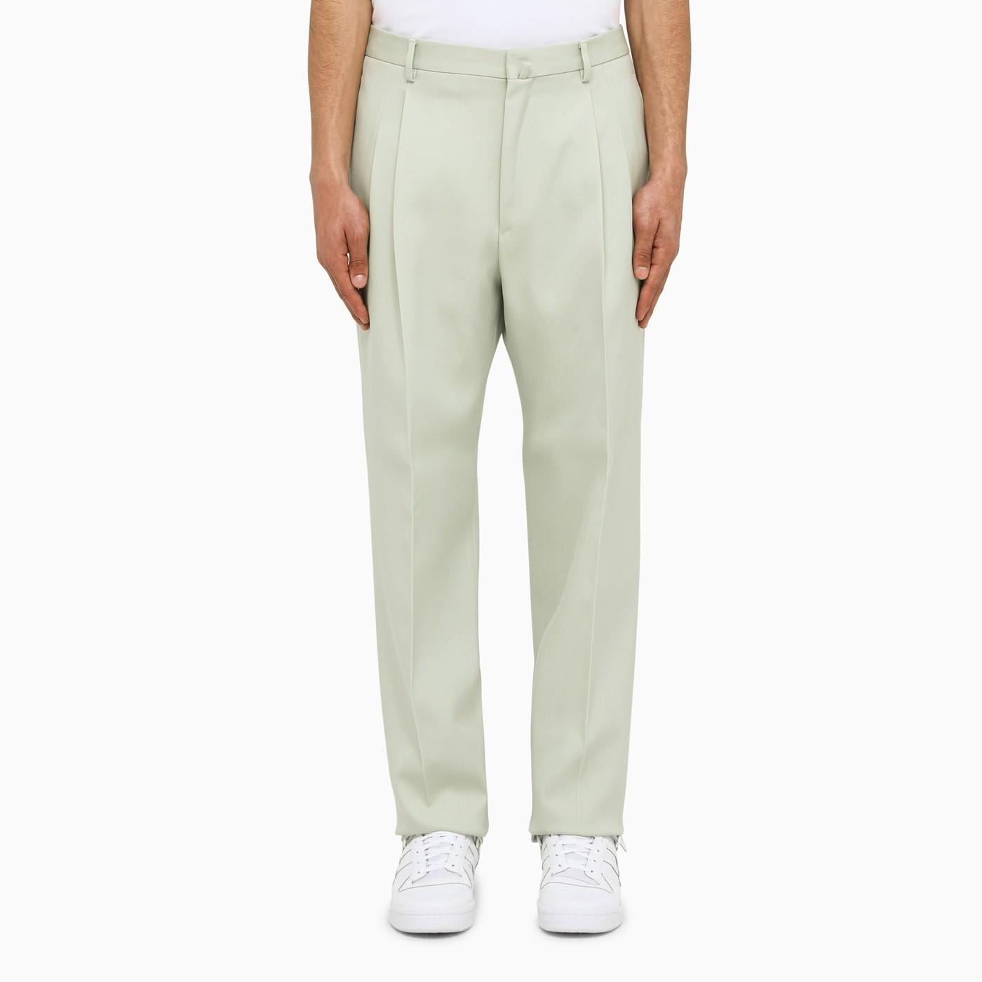 Lanvin Wool Wide-leg Trousers In Sage