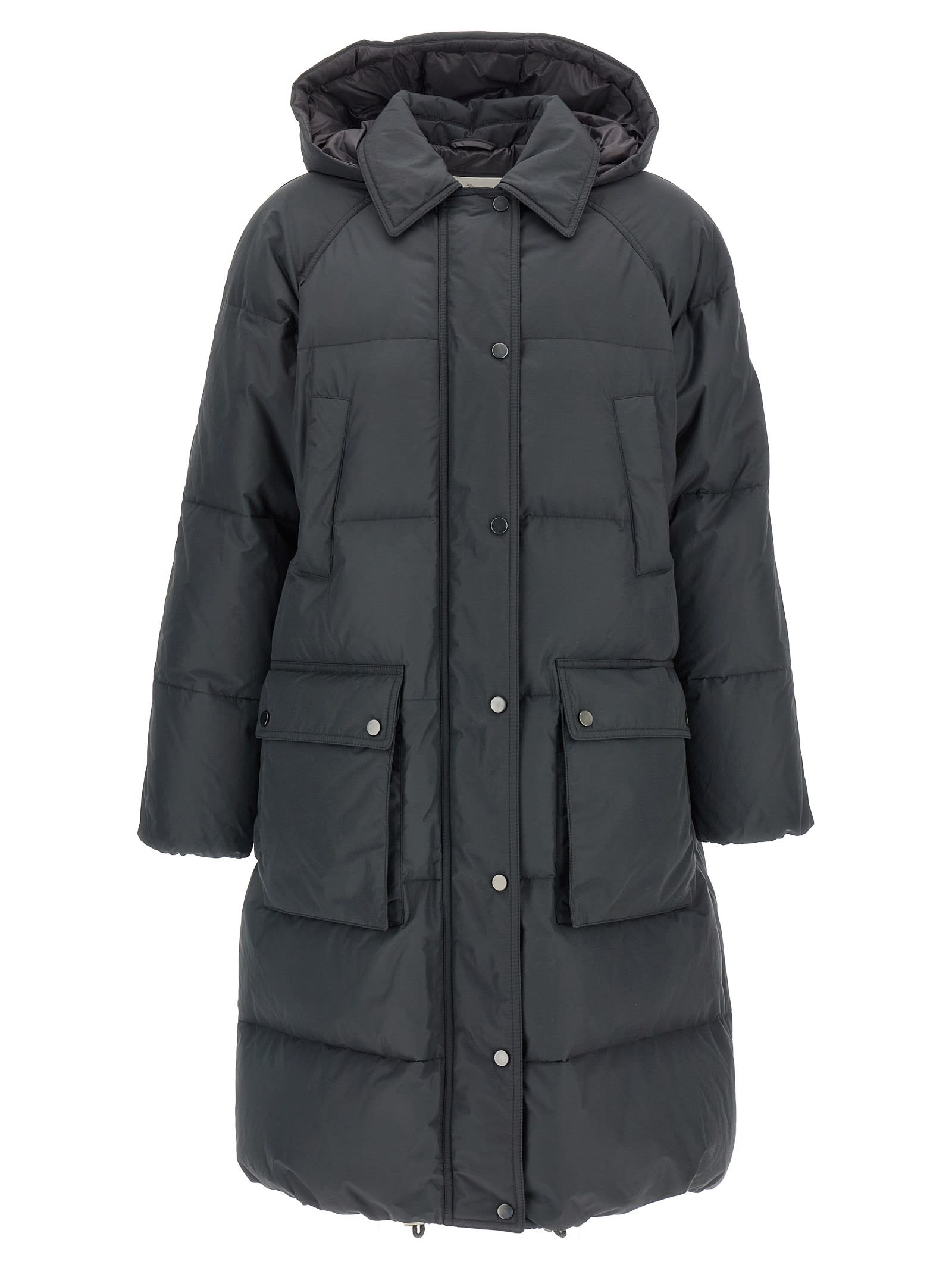 Brunello Cucinelli Quilted-design Hooded Down Coat In Black