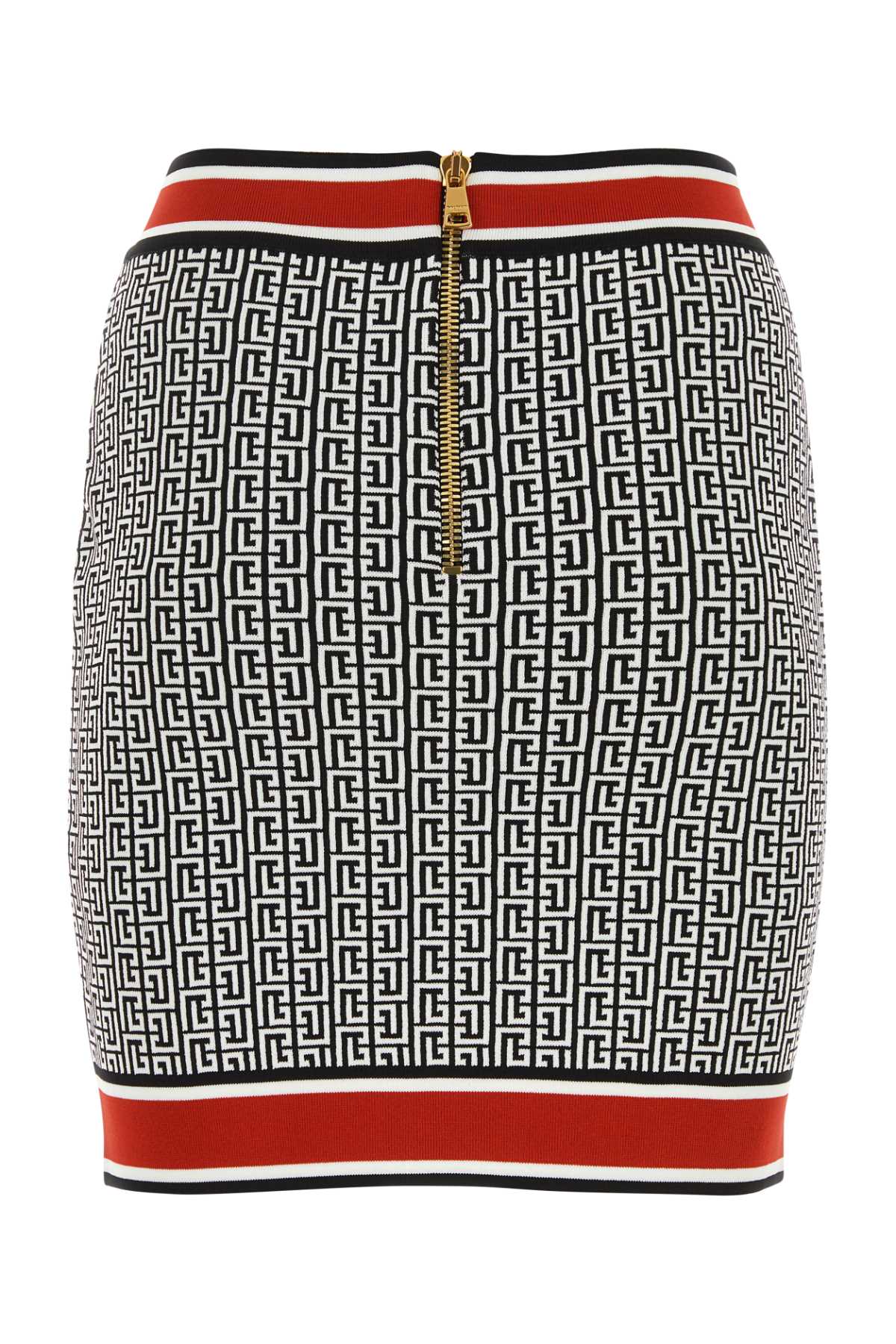 Balmain Embroidered Viscose Blend Mini Skirt In Noirblancrouge