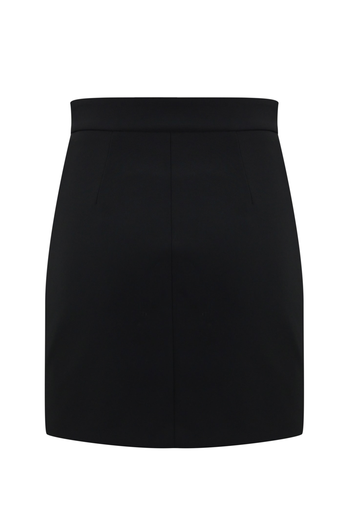 Shop Elisabetta Franchi Stretch Crepe Skirt With Belt In Nero